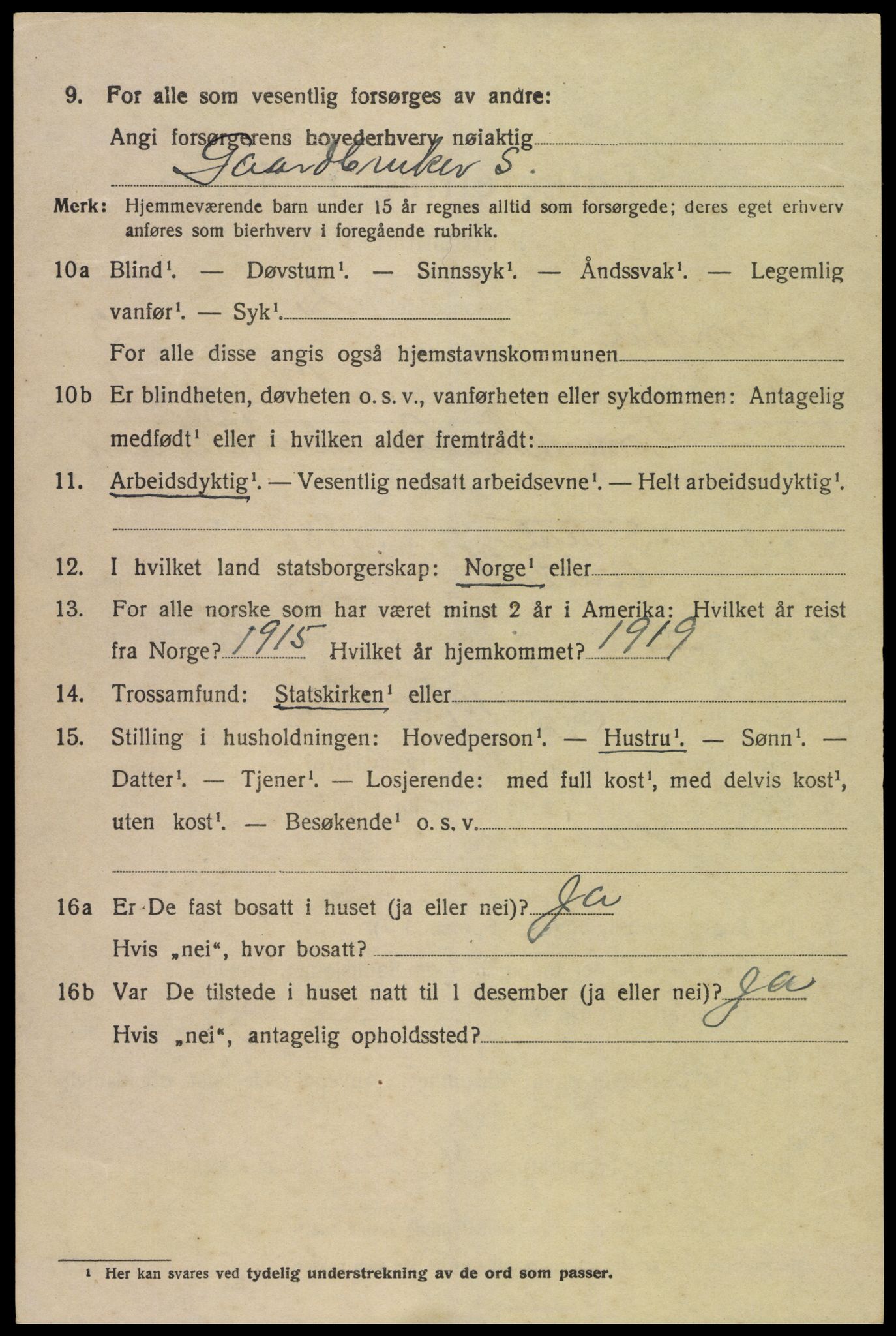 SAK, 1920 census for Lyngdal, 1920, p. 2390