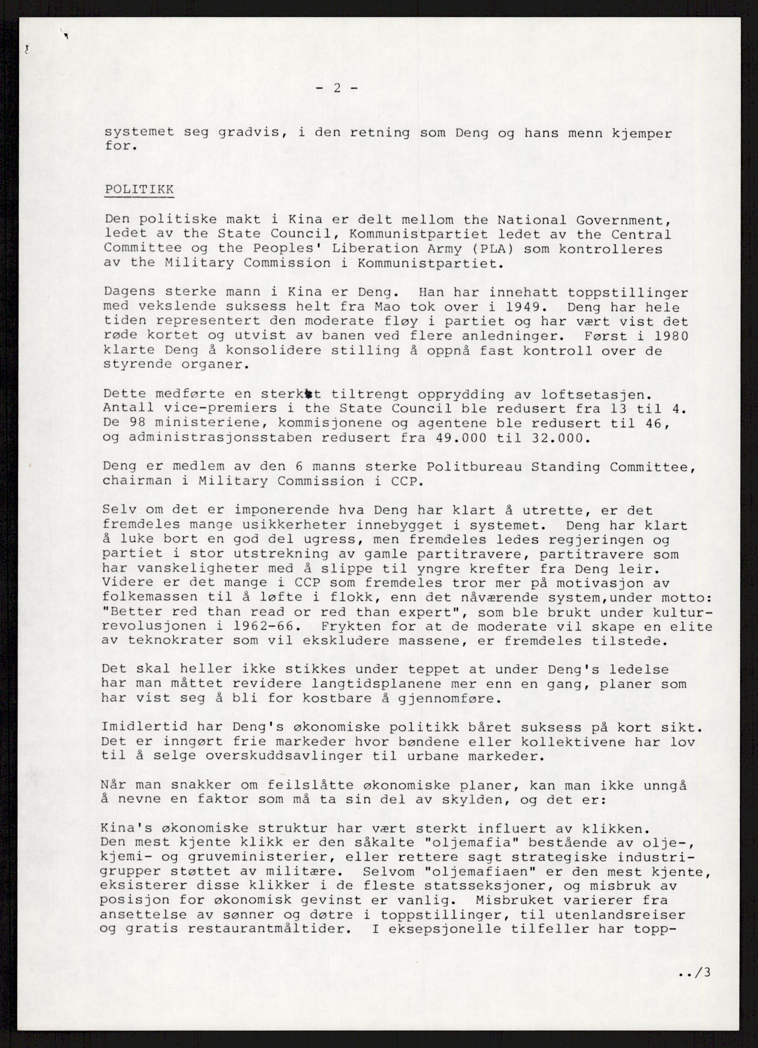 "17-Gruppen Kina", AV/RA-PA-1688/A/L0001: Møtereferater, 1979-1986, p. 133