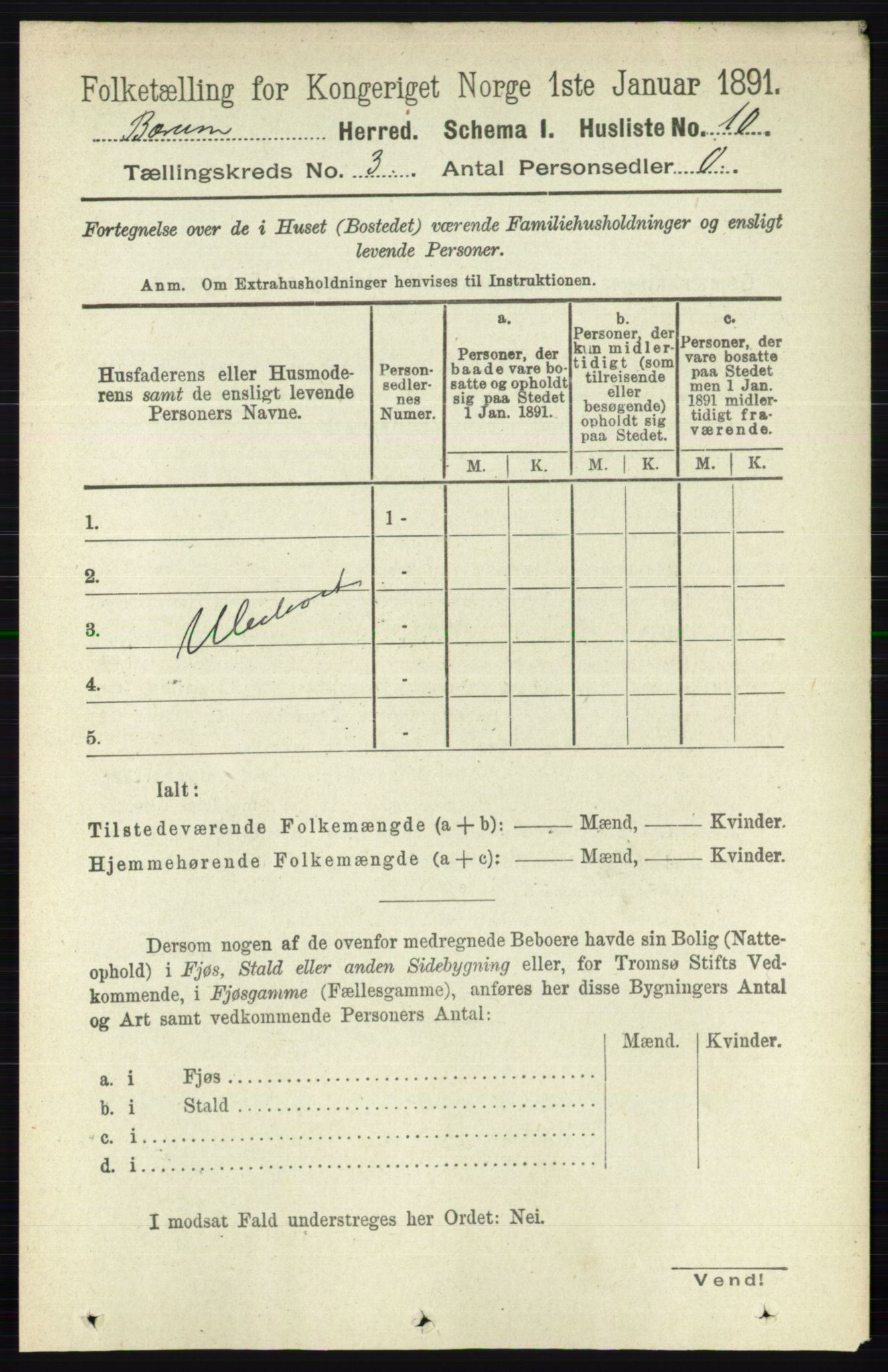 RA, 1891 census for 0219 Bærum, 1891, p. 1911