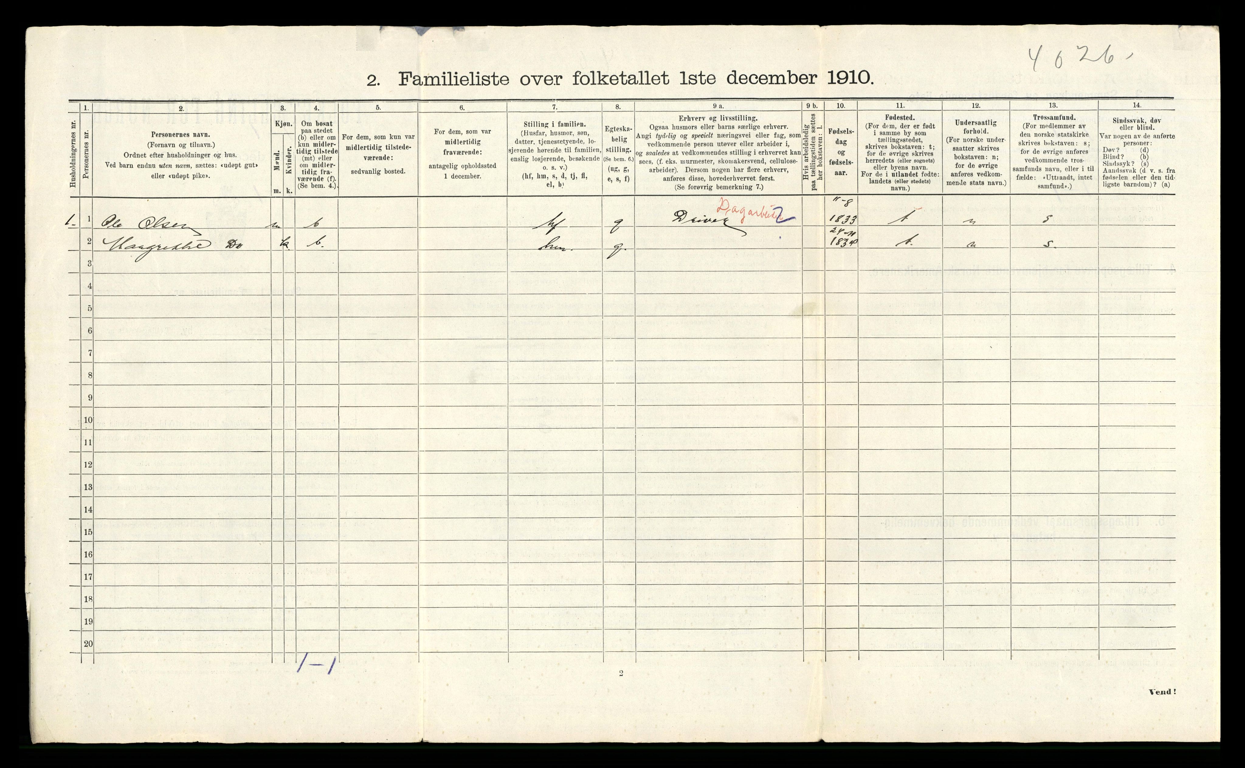 RA, 1910 census for Kragerø, 1910, p. 1885