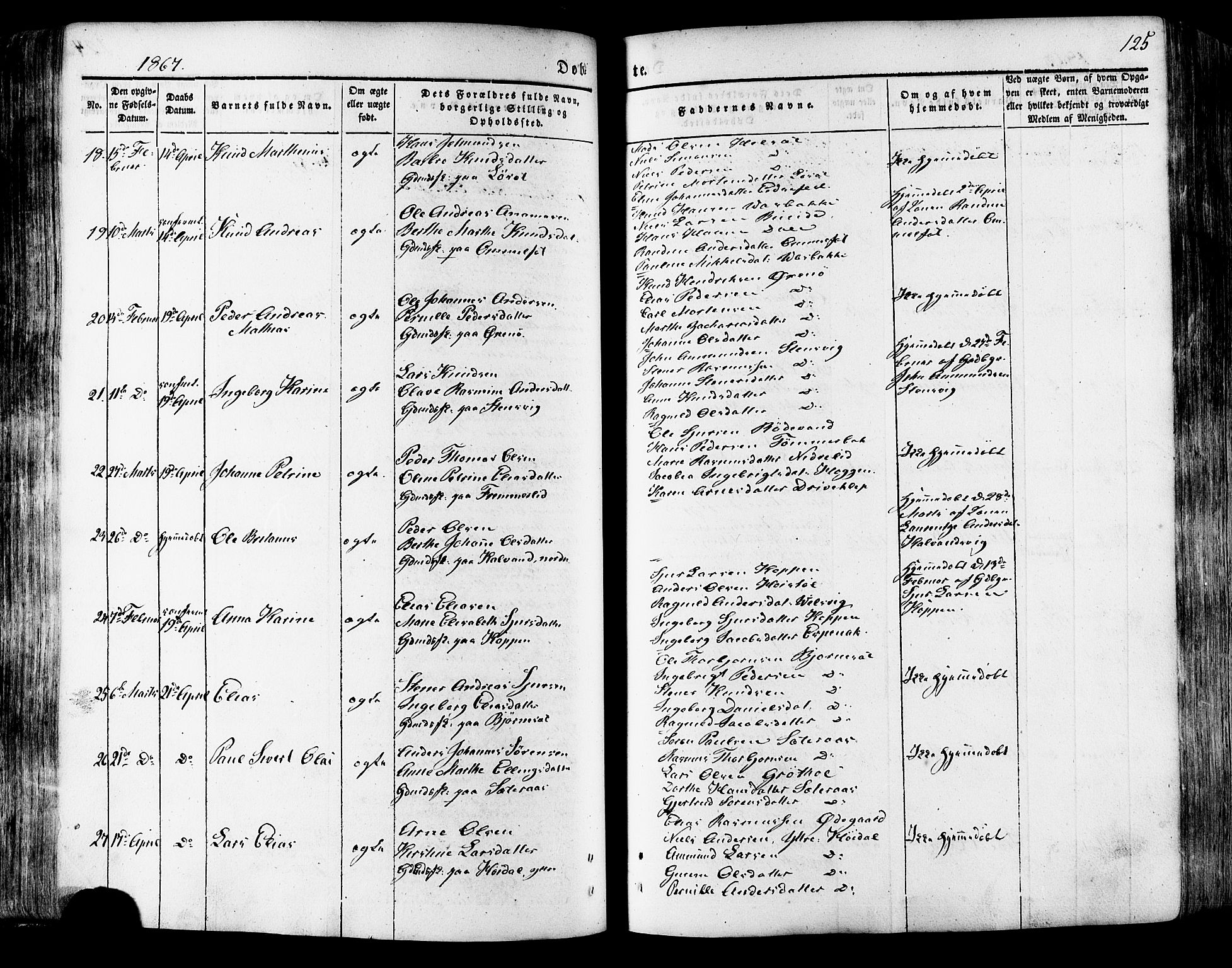 Ministerialprotokoller, klokkerbøker og fødselsregistre - Møre og Romsdal, AV/SAT-A-1454/511/L0140: Parish register (official) no. 511A07, 1851-1878, p. 125