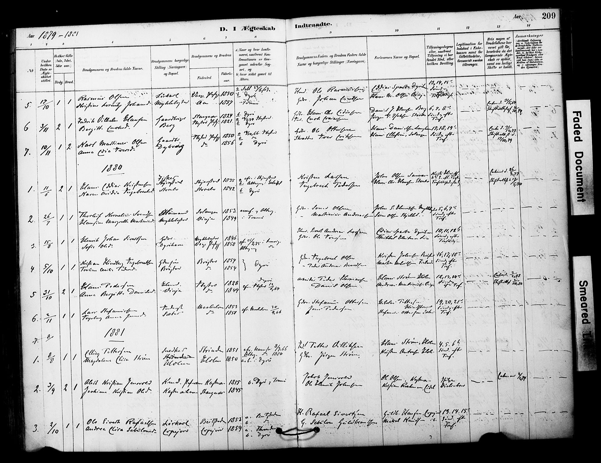 Tranøy sokneprestkontor, SATØ/S-1313/I/Ia/Iaa/L0011kirke: Parish register (official) no. 11, 1878-1904, p. 209