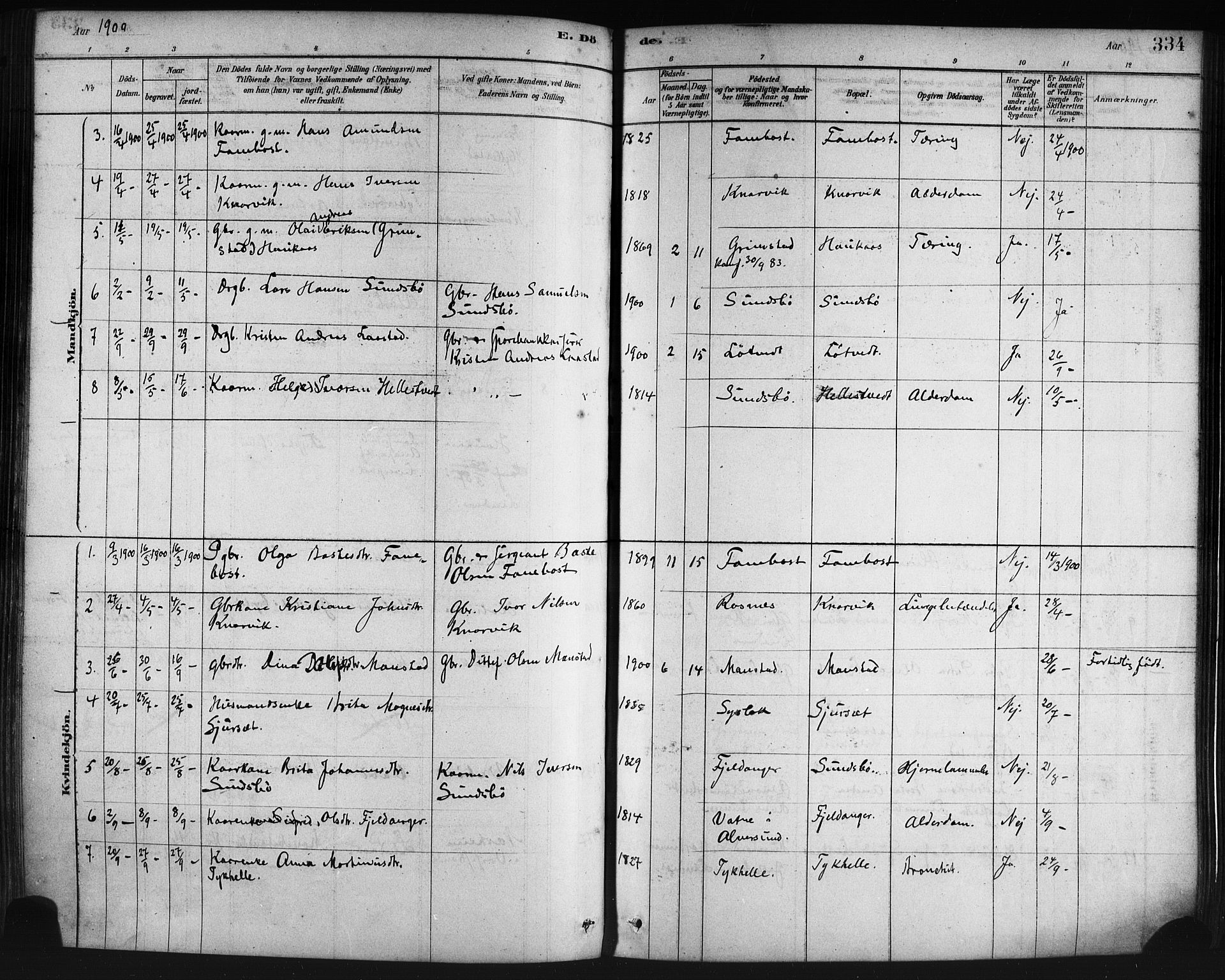 Lindås Sokneprestembete, AV/SAB-A-76701/H/Haa/Haaa/L0019: Parish register (official) no. A 19, 1878-1912, p. 334