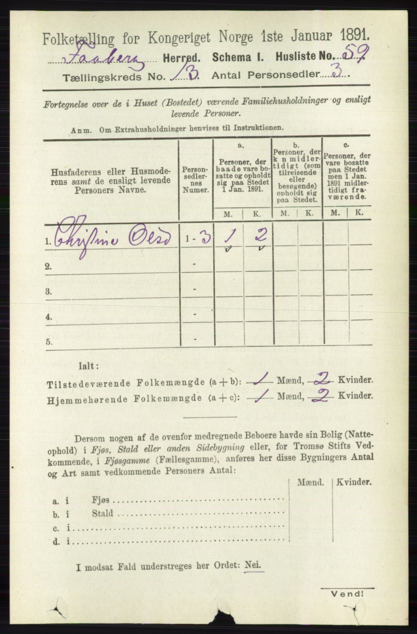 RA, 1891 census for 0524 Fåberg, 1891, p. 5233