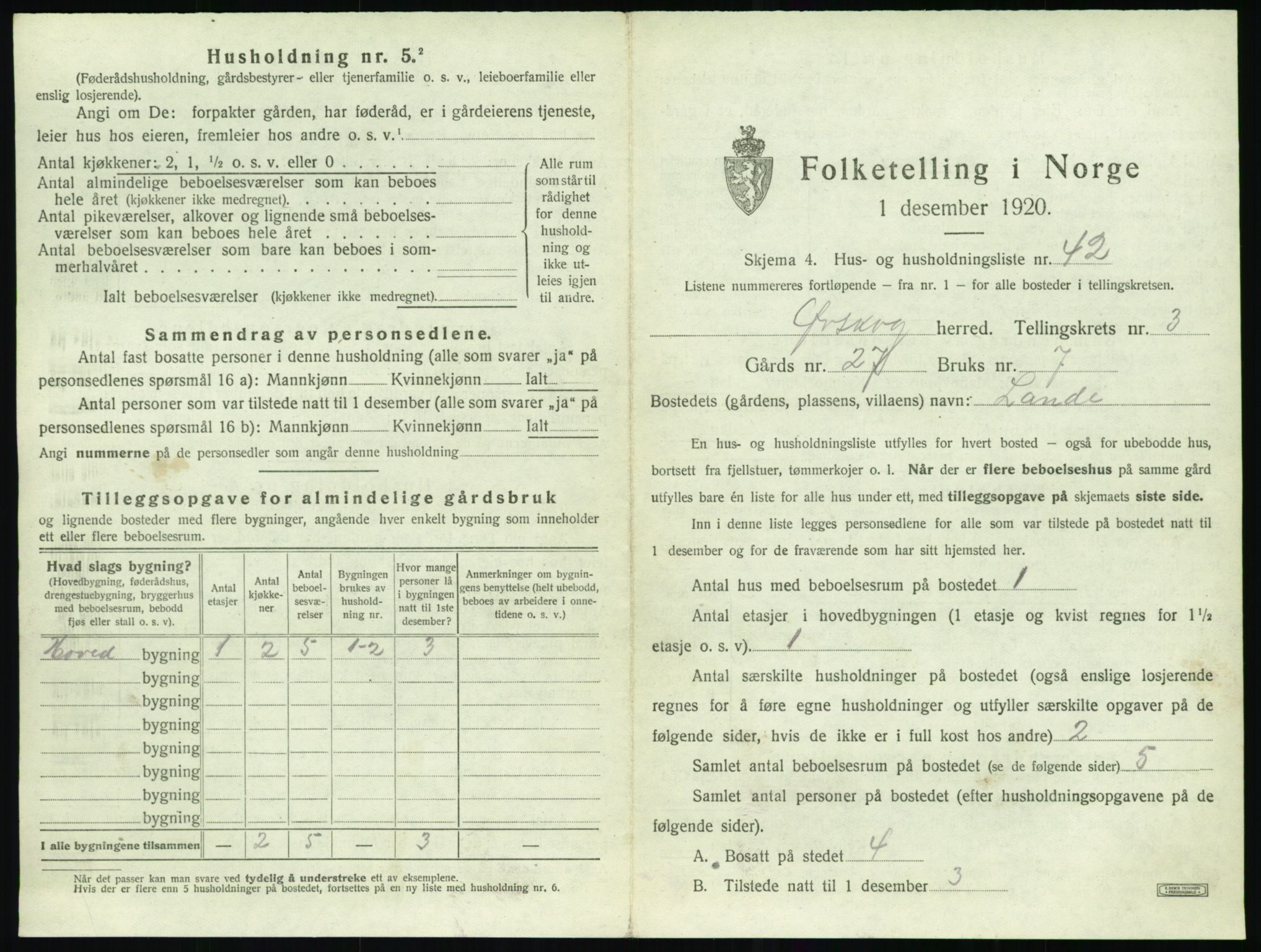 SAT, 1920 census for Ørskog, 1920, p. 288