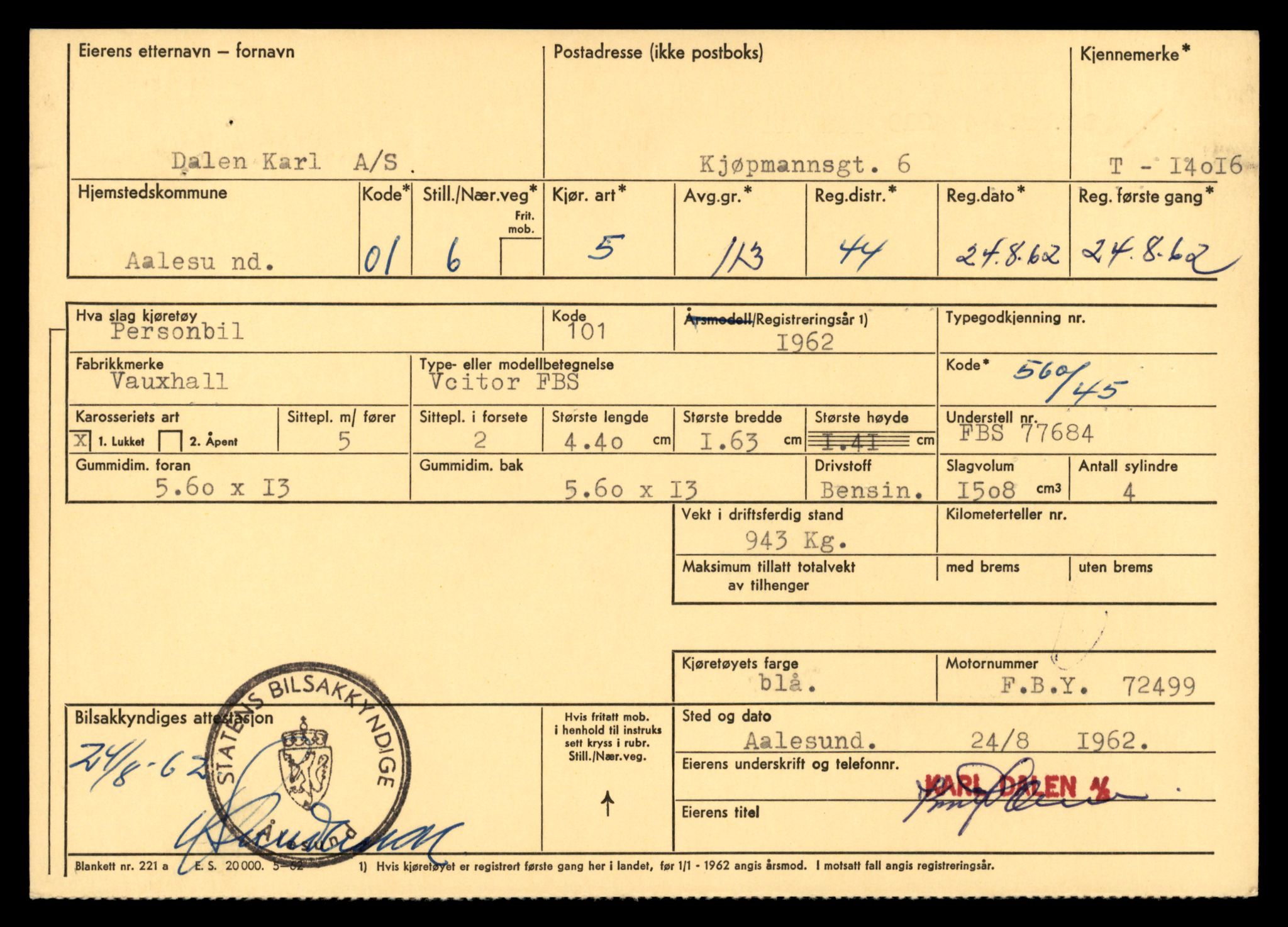 Møre og Romsdal vegkontor - Ålesund trafikkstasjon, AV/SAT-A-4099/F/Fe/L0042: Registreringskort for kjøretøy T 13906 - T 14079, 1927-1998, p. 1627
