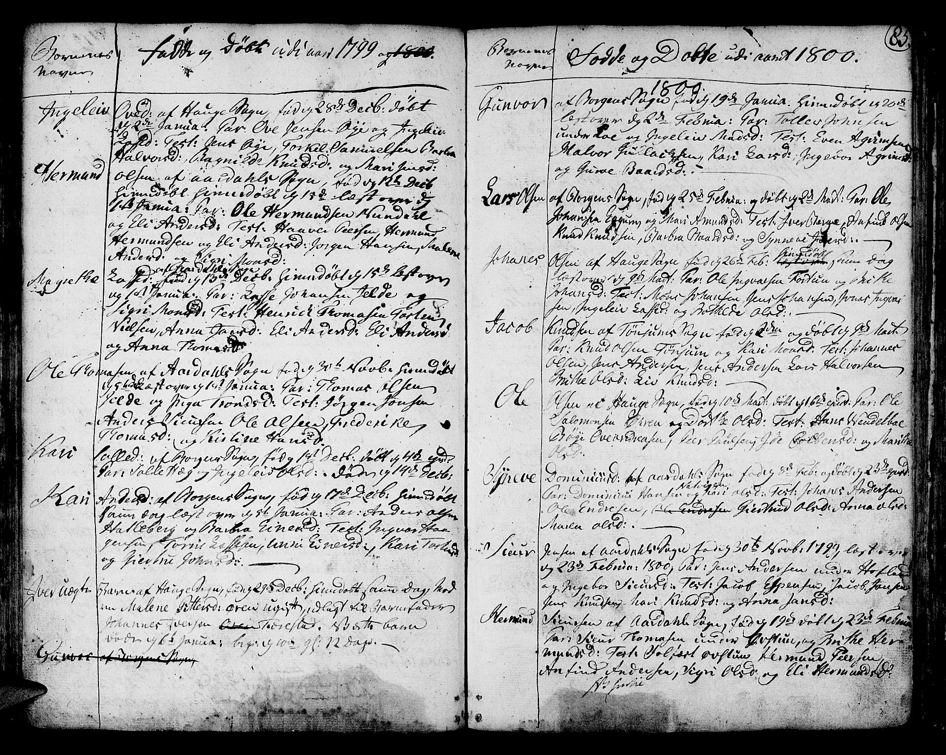 Lærdal sokneprestembete, AV/SAB-A-81201: Parish register (official) no. A 3, 1783-1804, p. 85