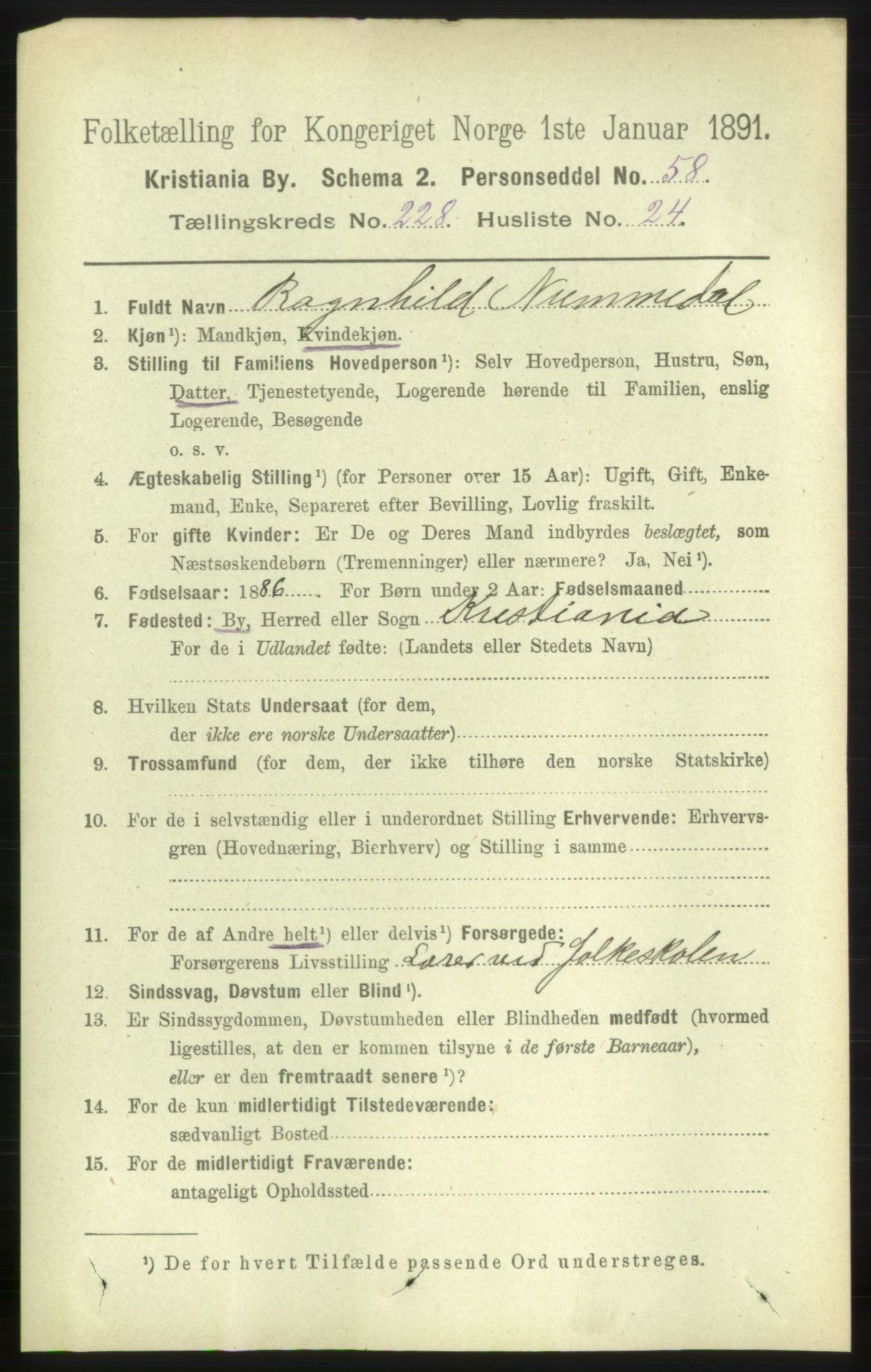 RA, 1891 census for 0301 Kristiania, 1891, p. 140333