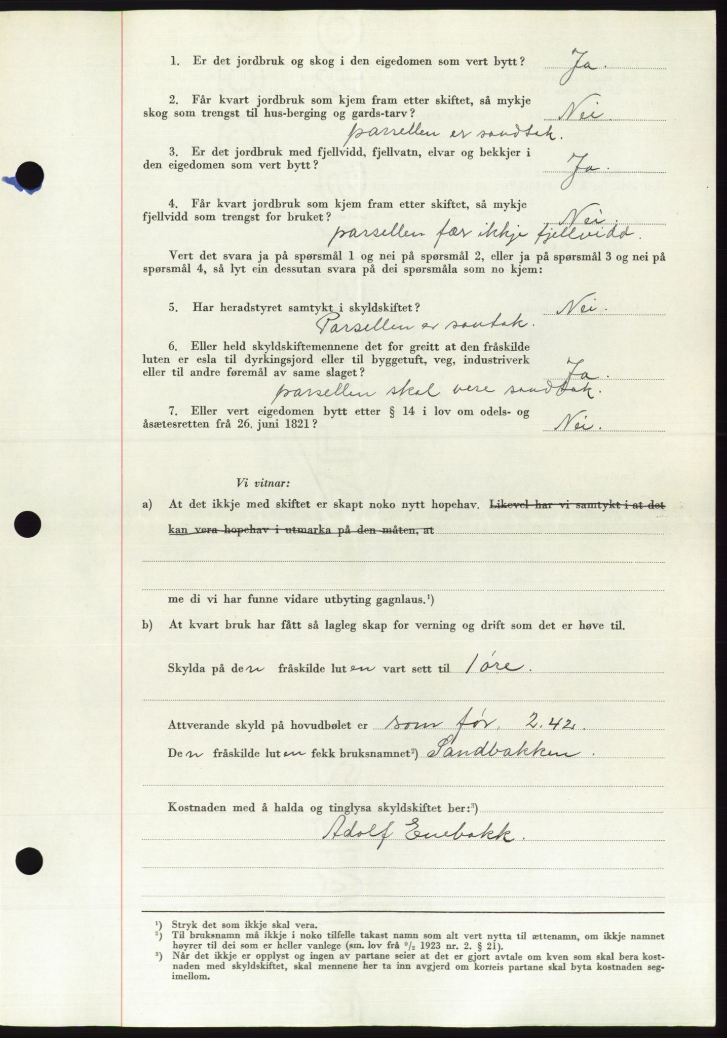 Søre Sunnmøre sorenskriveri, AV/SAT-A-4122/1/2/2C/L0090: Mortgage book no. 16A, 1951-1951, Diary no: : 1794/1951