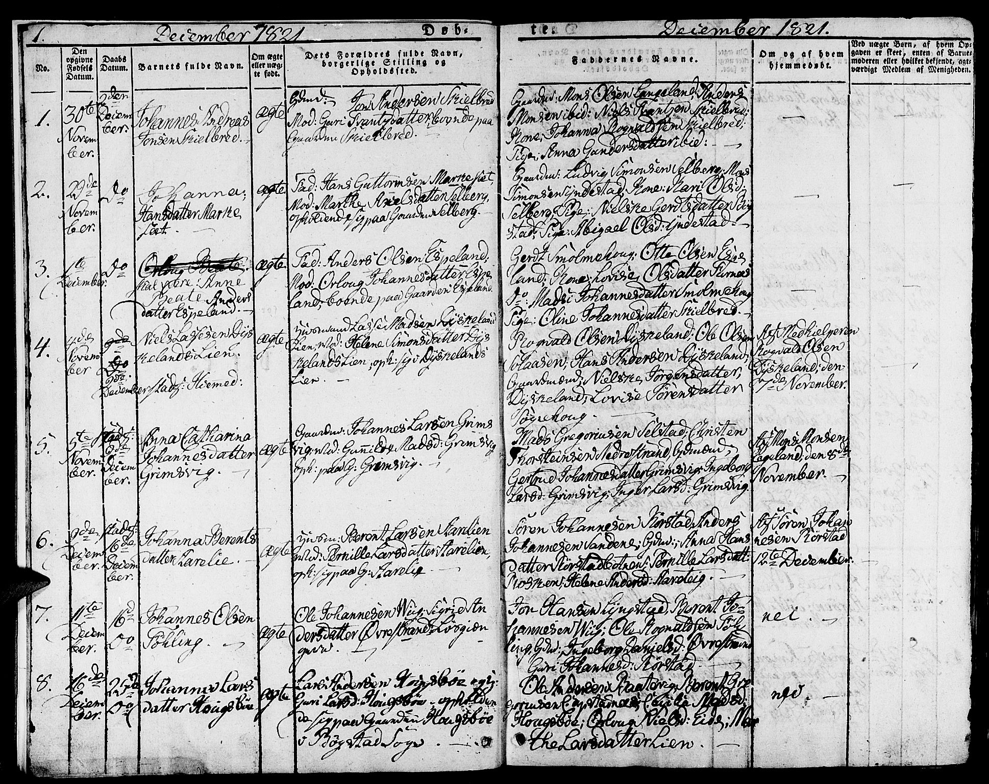 Gaular sokneprestembete, AV/SAB-A-80001/H/Haa: Parish register (official) no. A 3, 1821-1840, p. 1