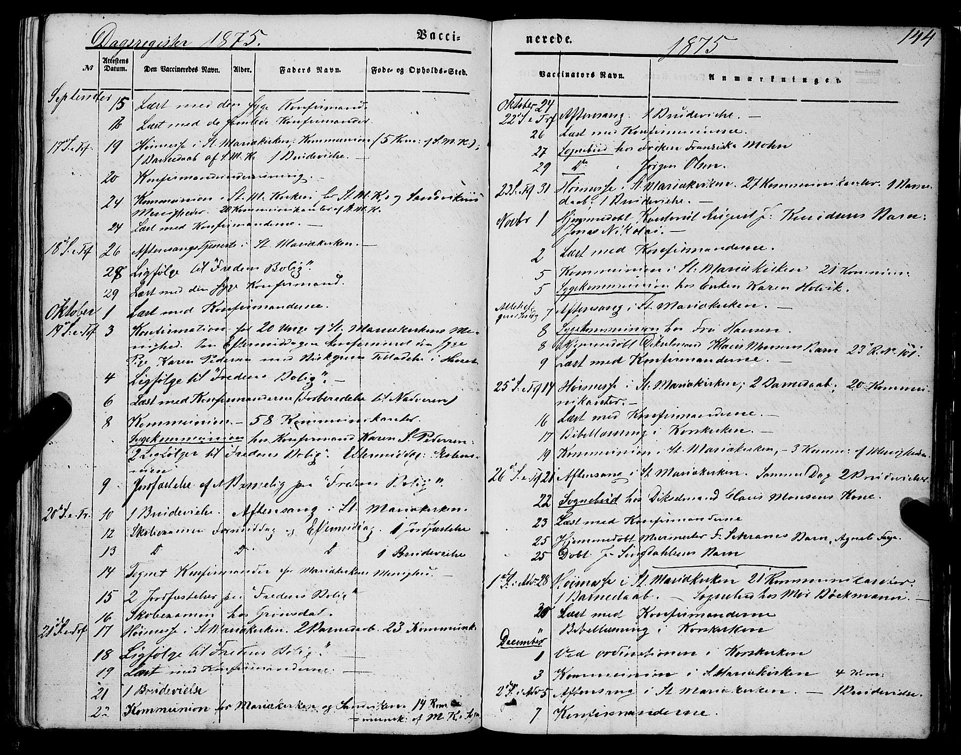Mariakirken Sokneprestembete, SAB/A-76901/H/Haa/L0006: Parish register (official) no. A 6, 1846-1877, p. 144