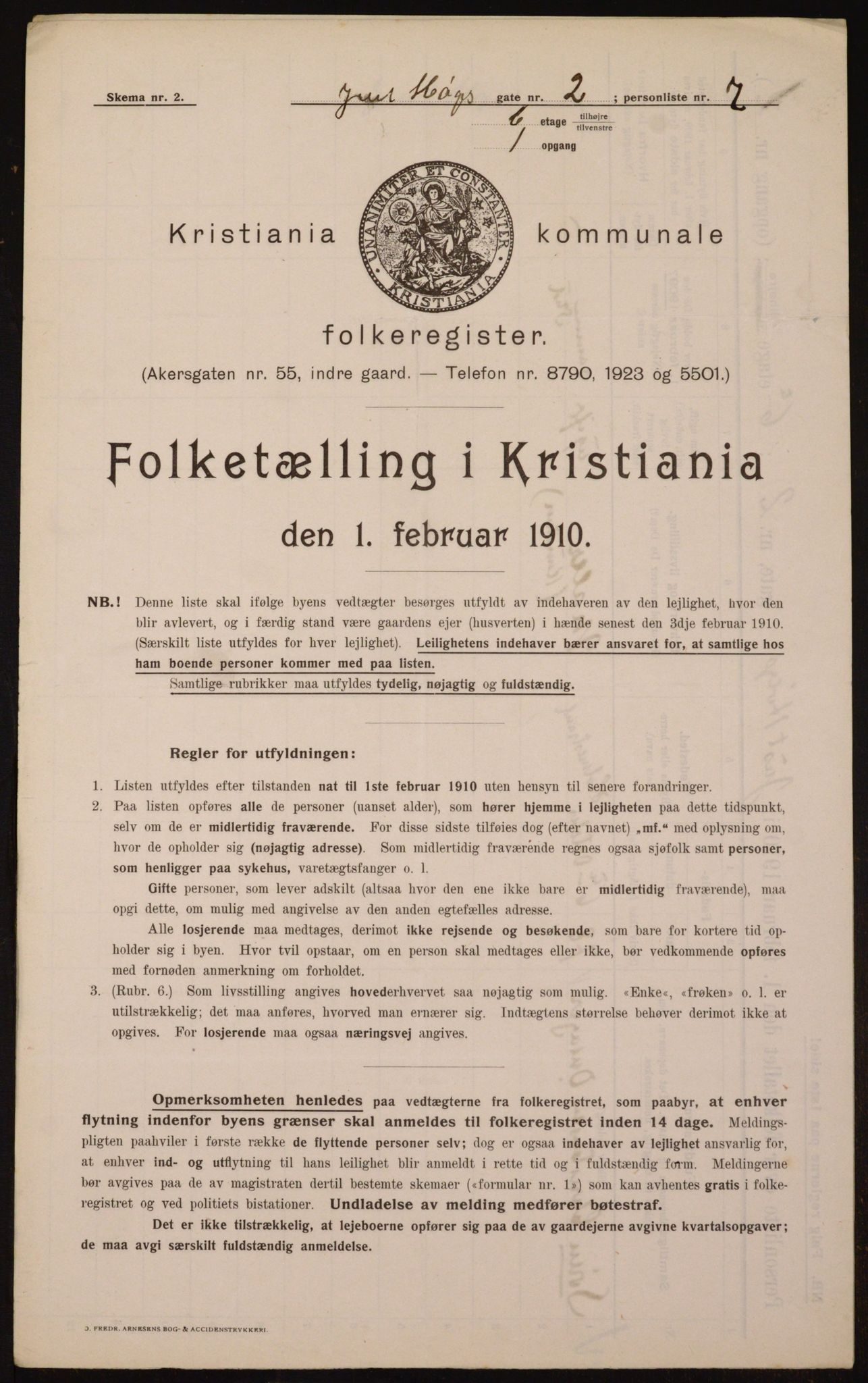 OBA, Municipal Census 1910 for Kristiania, 1910, p. 46291