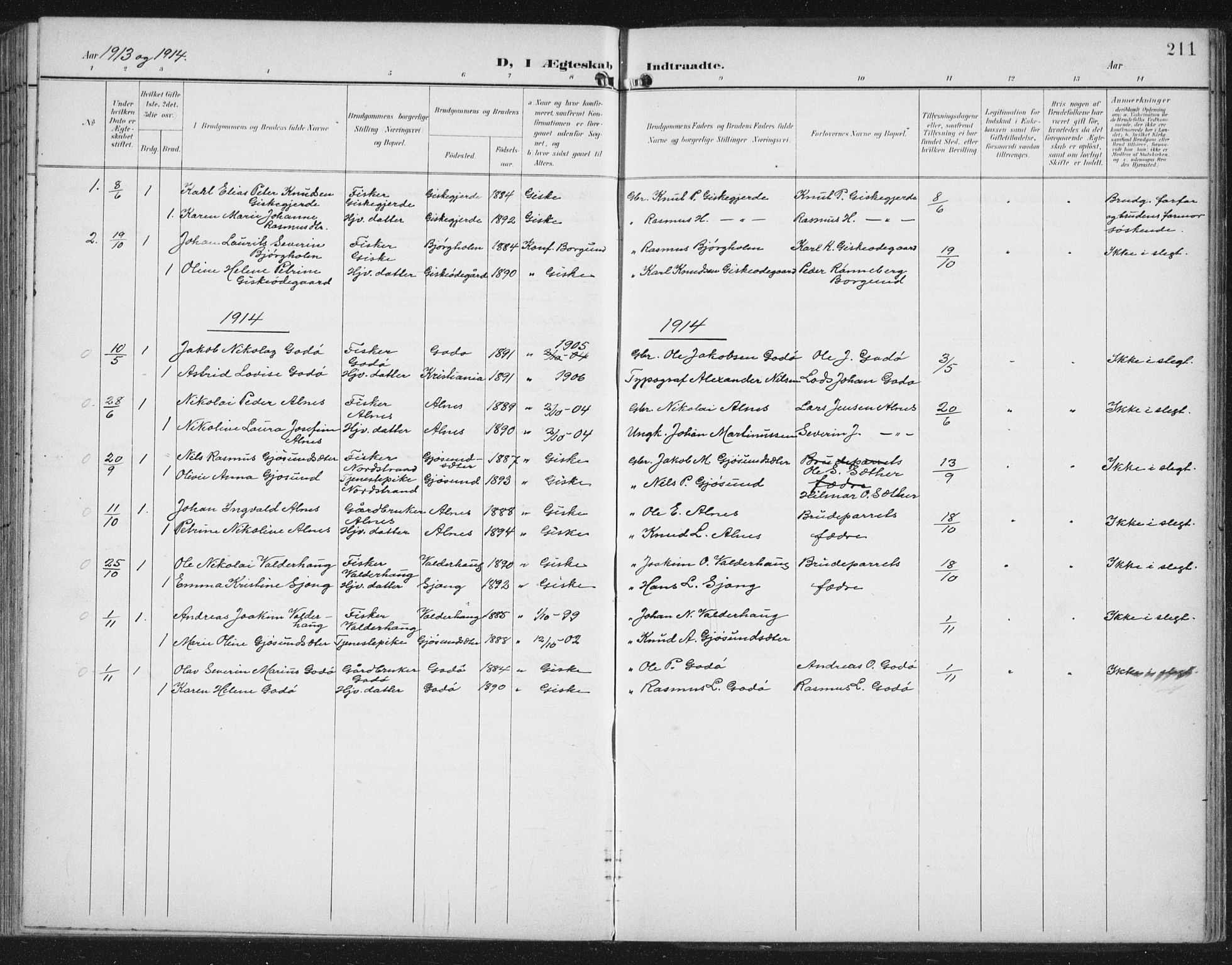 Ministerialprotokoller, klokkerbøker og fødselsregistre - Møre og Romsdal, AV/SAT-A-1454/534/L0489: Parish register (copy) no. 534C01, 1899-1941, p. 211