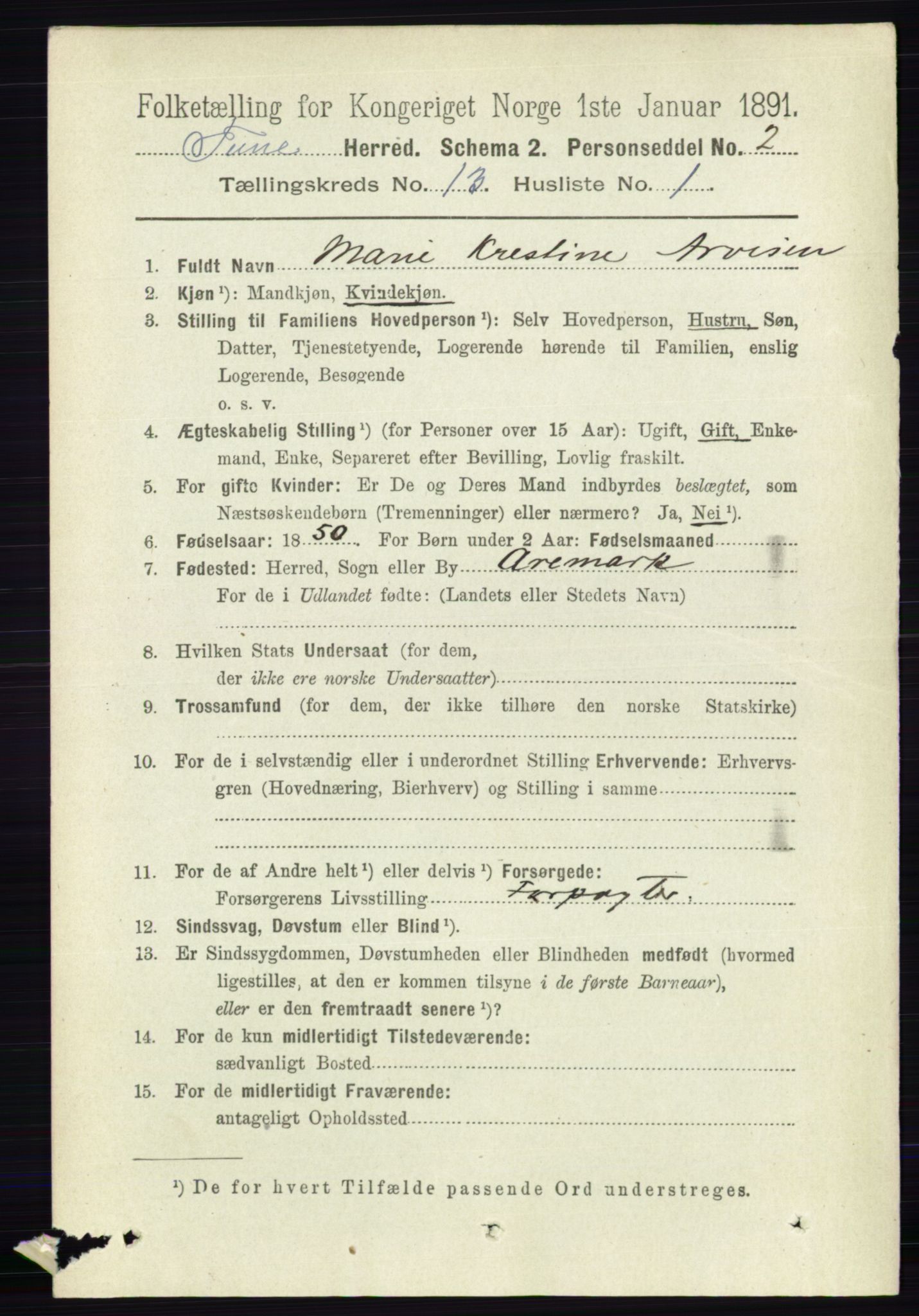 RA, 1891 census for 0130 Tune, 1891, p. 7562
