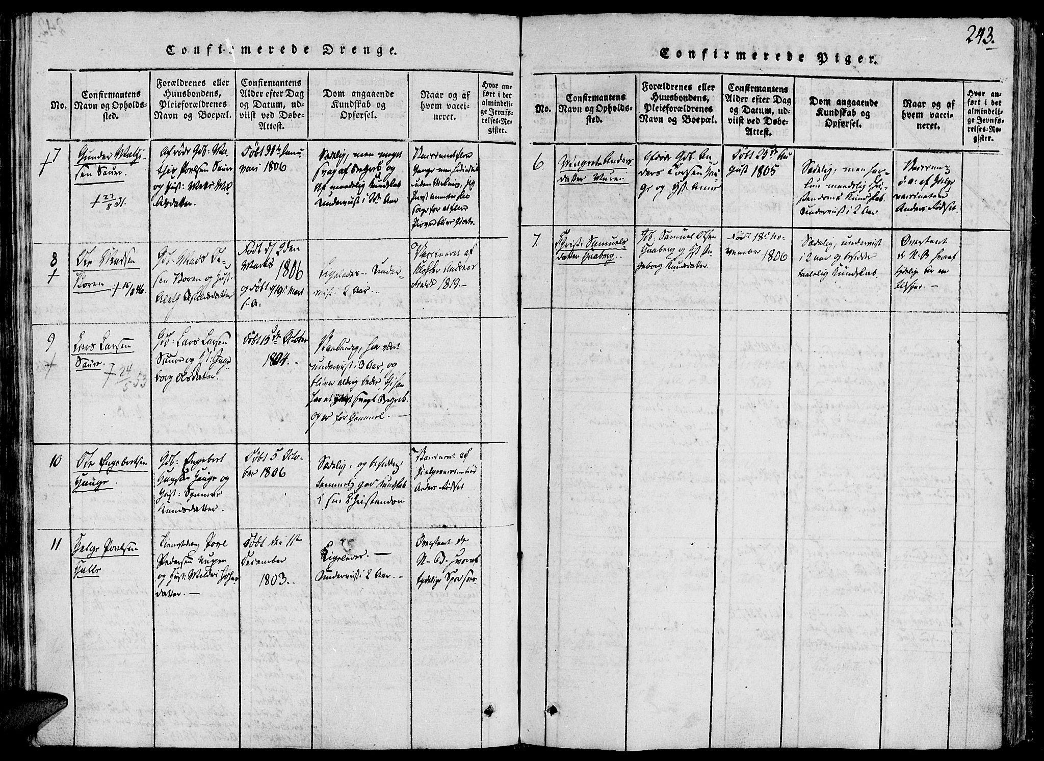 Ministerialprotokoller, klokkerbøker og fødselsregistre - Møre og Romsdal, AV/SAT-A-1454/503/L0033: Parish register (official) no. 503A01, 1816-1841, p. 243