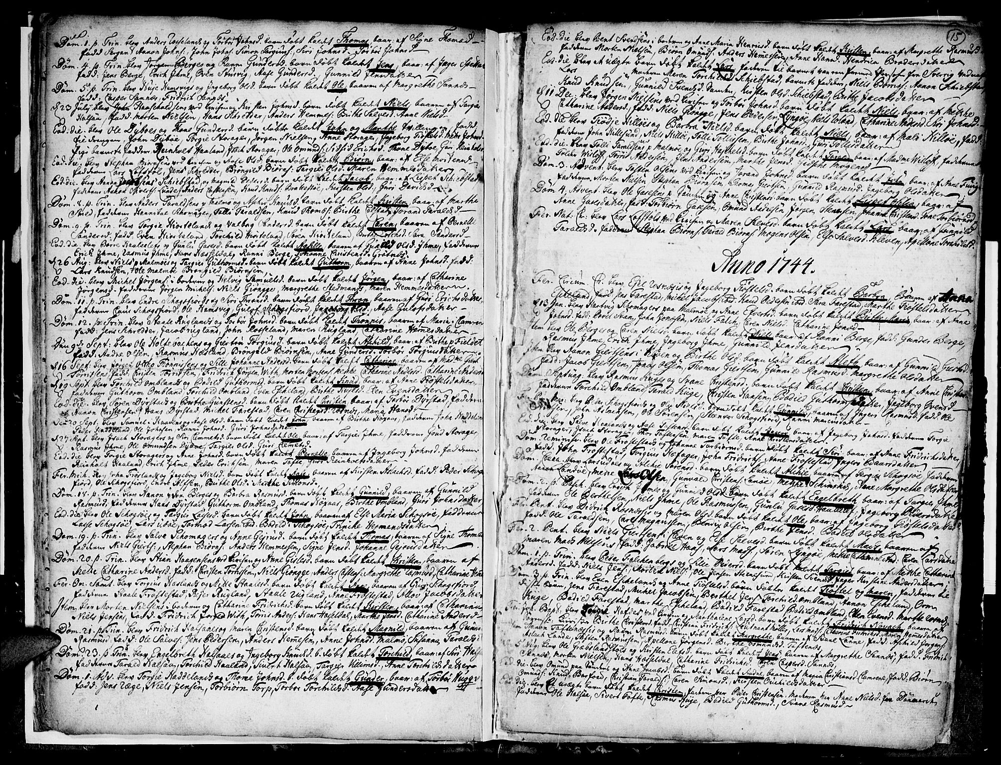 Mandal sokneprestkontor, SAK/1111-0030/F/Fa/Faa/L0001: Parish register (official) no. A 1, 1729-1748, p. 15