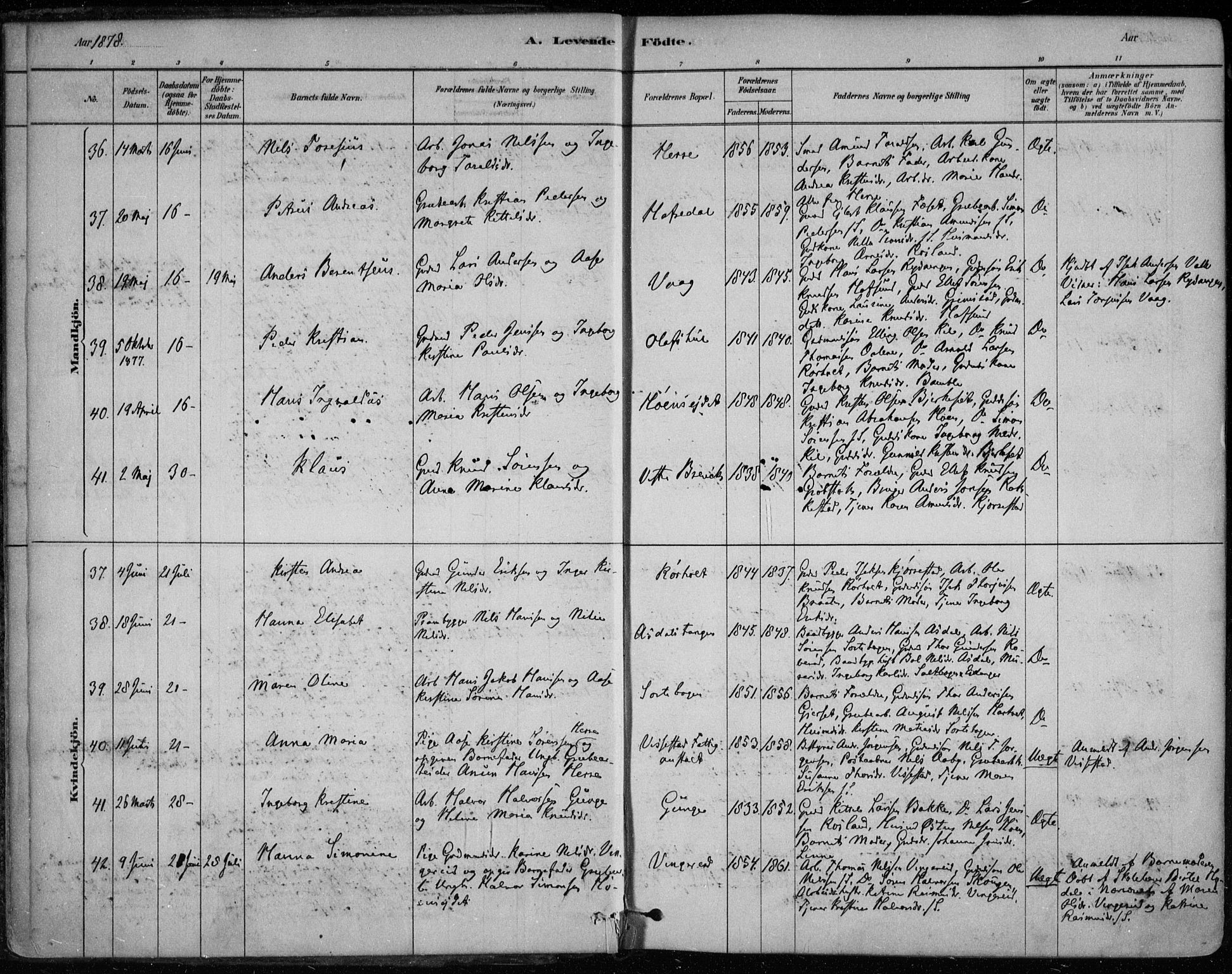 Bamble kirkebøker, AV/SAKO-A-253/F/Fa/L0007: Parish register (official) no. I 7, 1878-1888