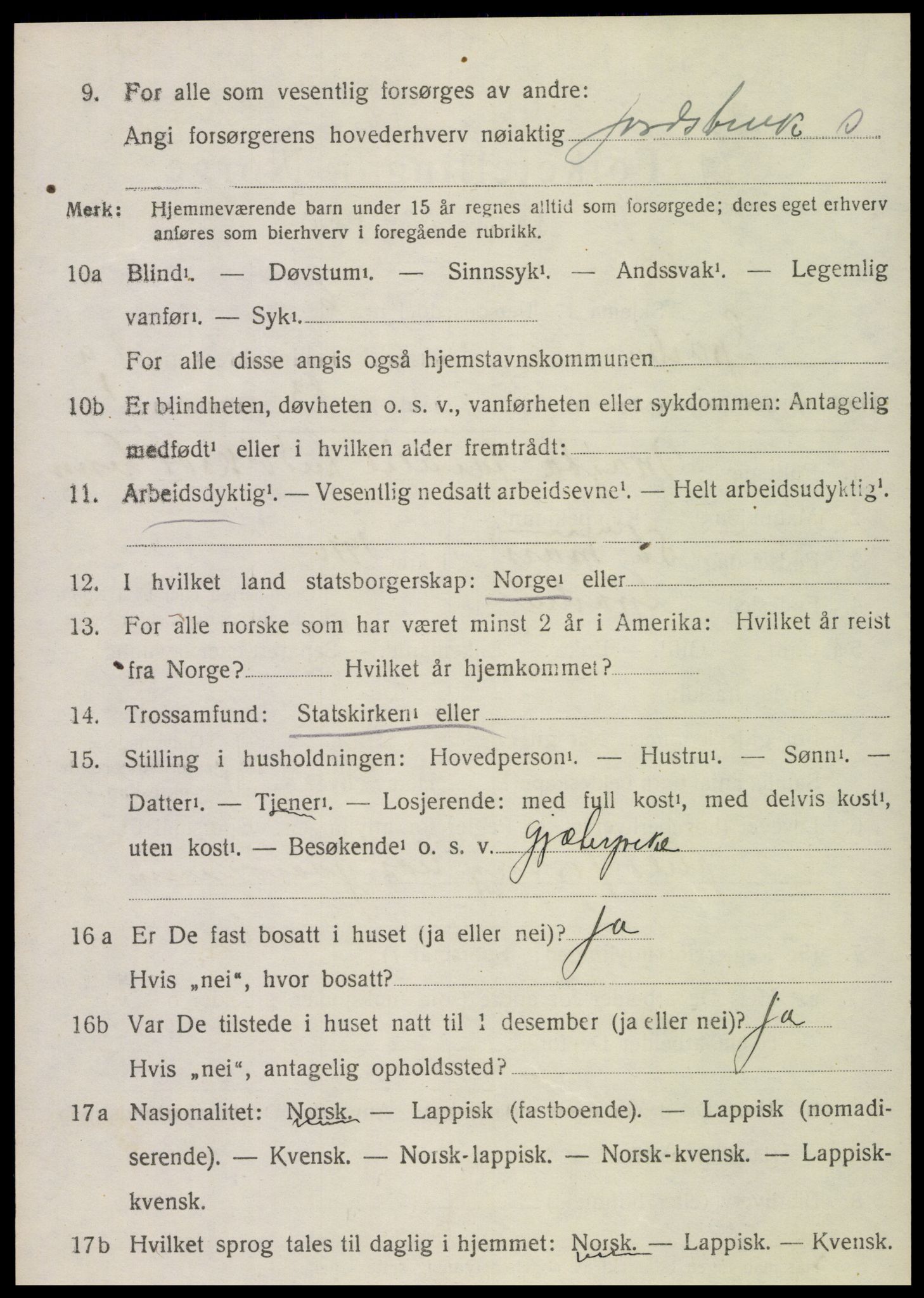 SAT, 1920 census for Sparbu, 1920, p. 4778