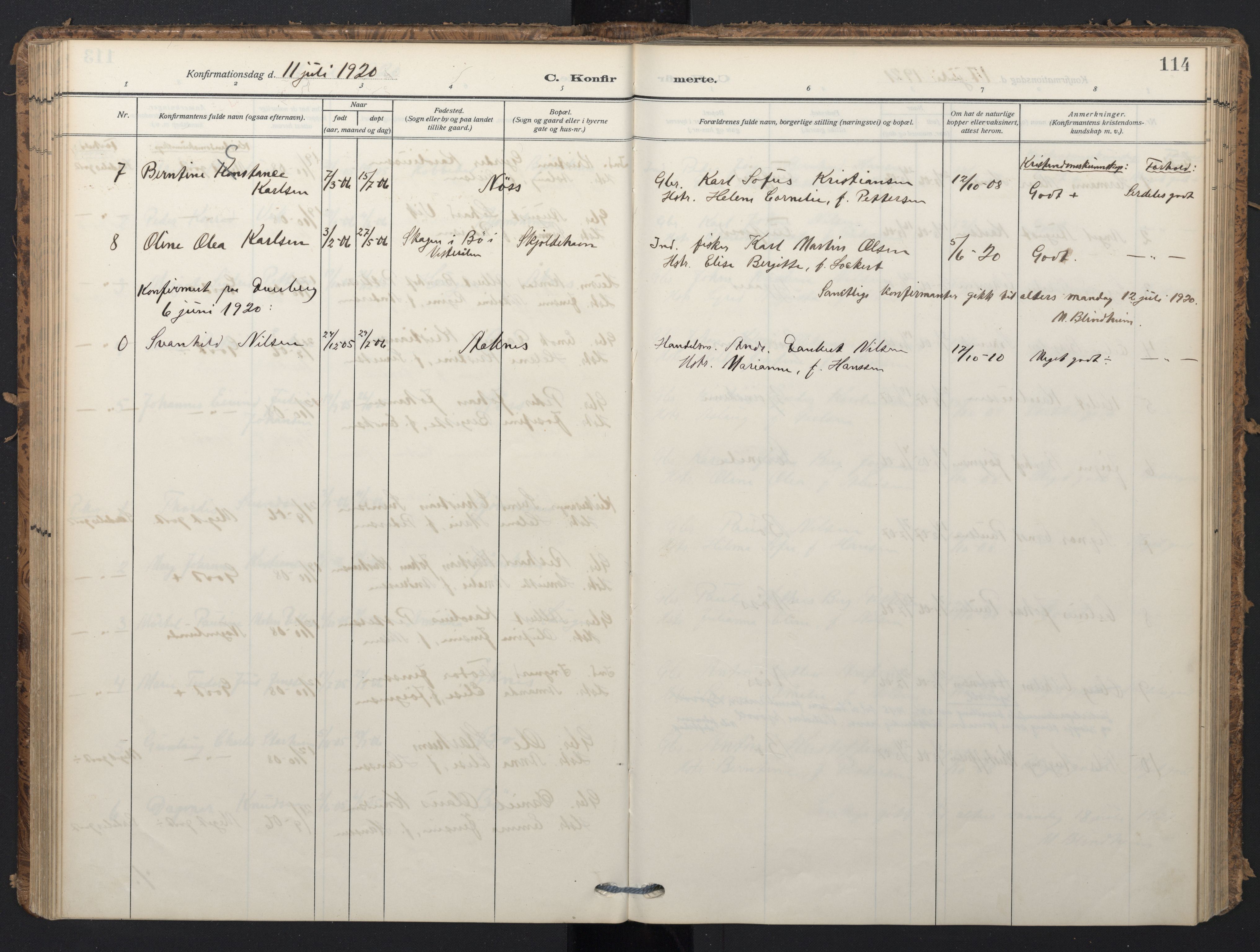 Ministerialprotokoller, klokkerbøker og fødselsregistre - Nordland, AV/SAT-A-1459/898/L1423: Parish register (official) no. 898A03, 1909-1928, p. 114