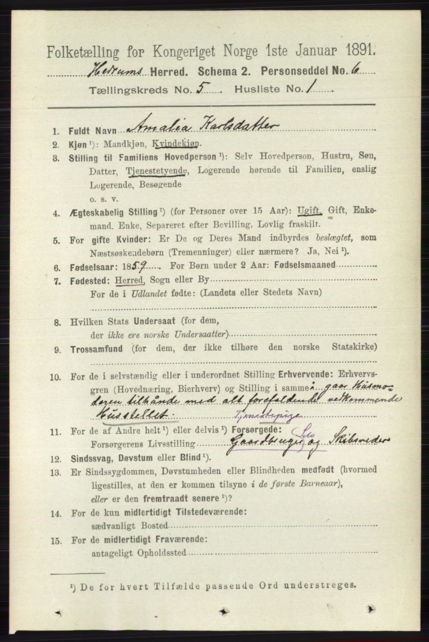 RA, 1891 census for 0727 Hedrum, 1891, p. 1971