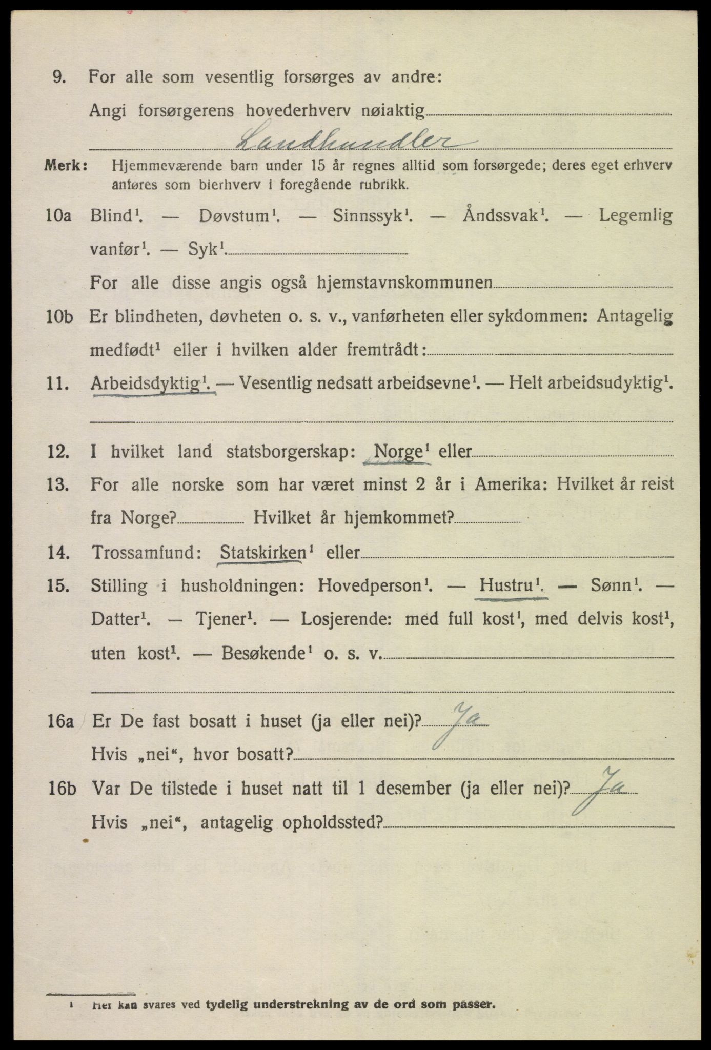 SAK, 1920 census for Sør-Audnedal, 1920, p. 5318