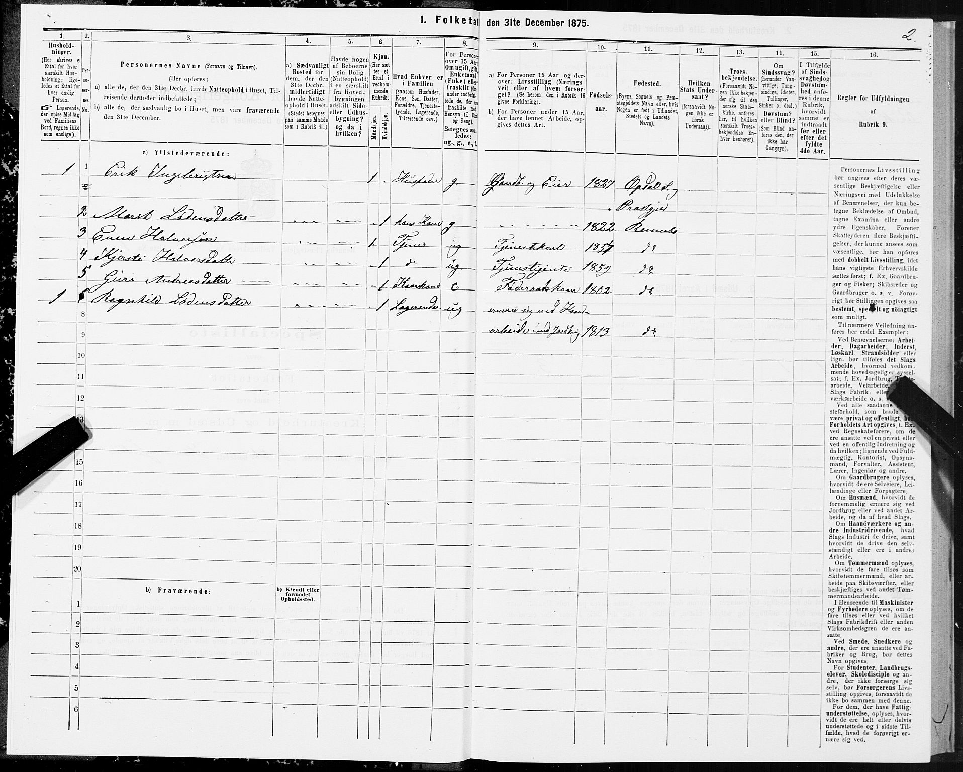 SAT, 1875 census for 1635P Rennebu, 1875, p. 3002