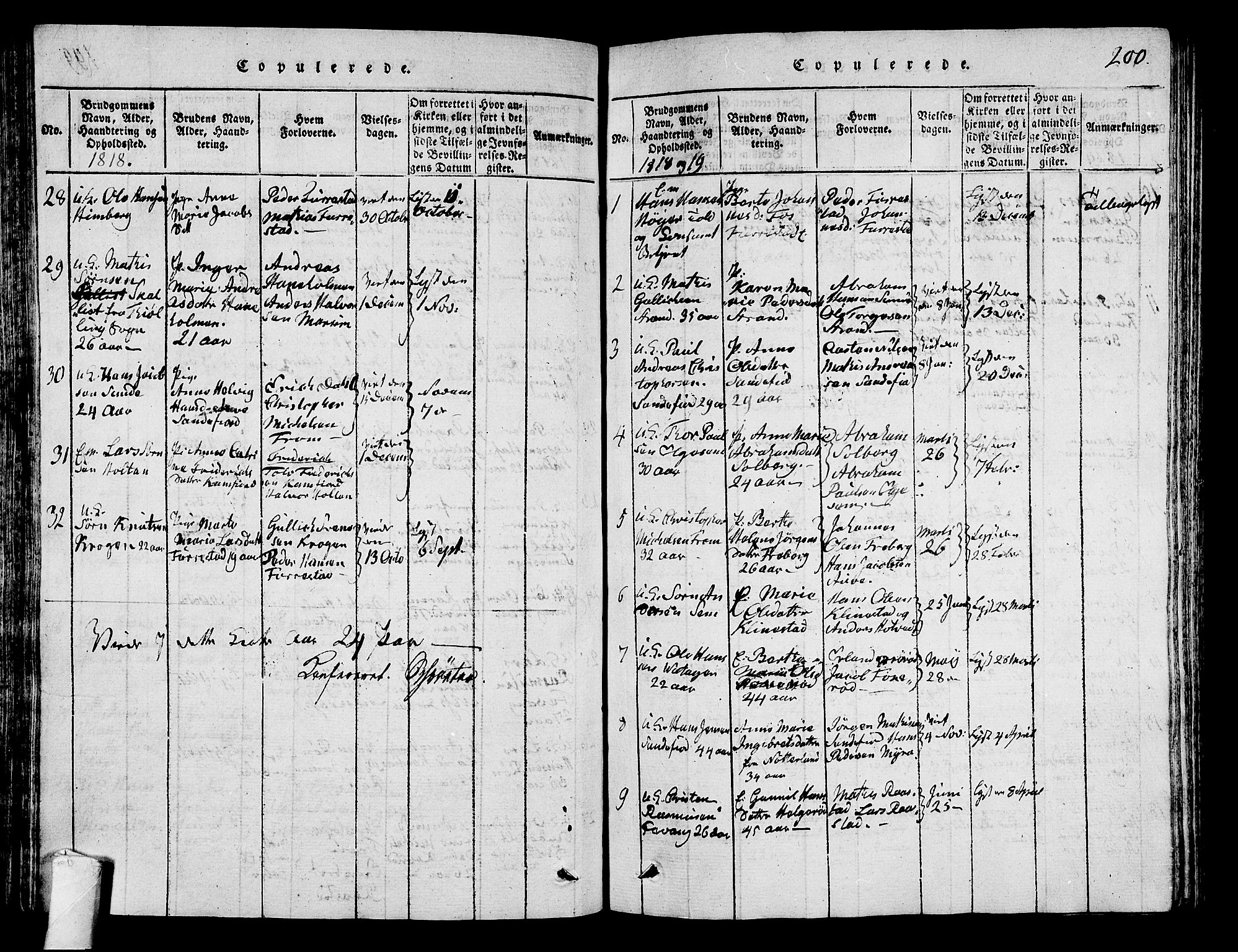 Sandar kirkebøker, SAKO/A-243/G/Ga/L0001: Parish register (copy) no. 1, 1814-1835, p. 200
