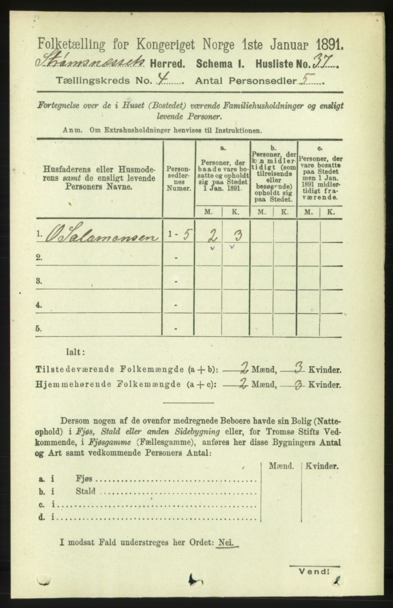 RA, 1891 census for 1559 Straumsnes, 1891, p. 749