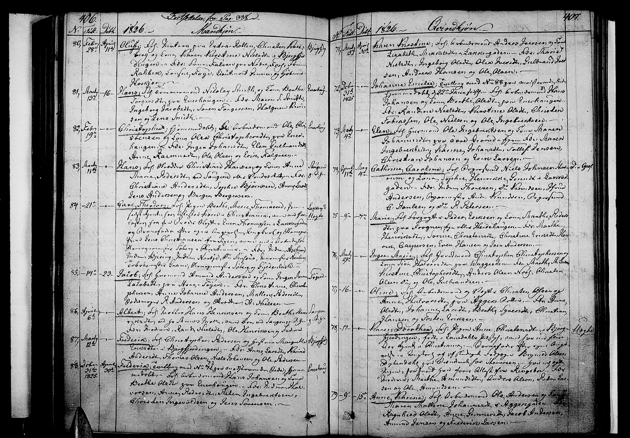 Aker prestekontor kirkebøker, AV/SAO-A-10861/F/L0012: Parish register (official) no. 12, 1819-1828, p. 406-407