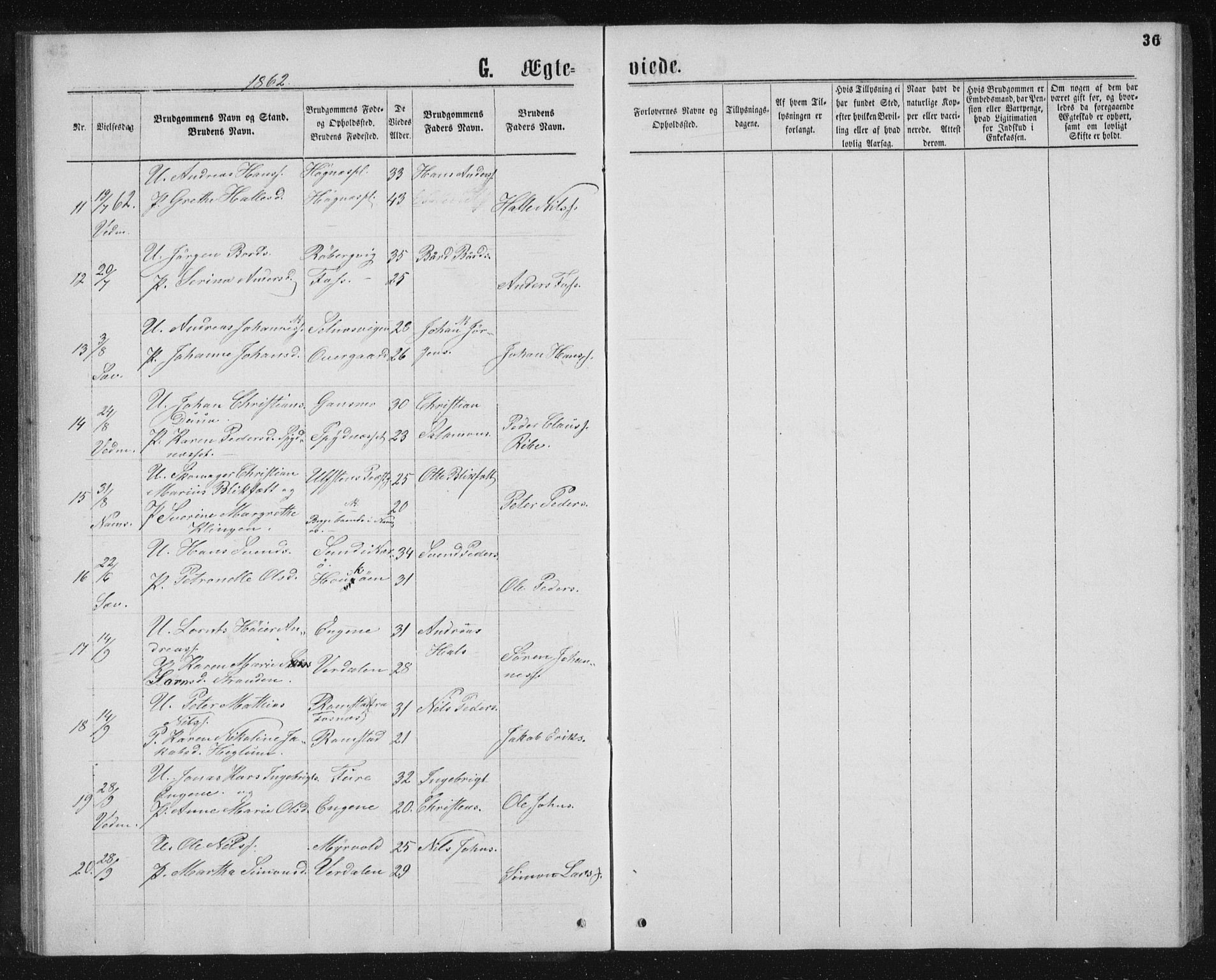 Ministerialprotokoller, klokkerbøker og fødselsregistre - Nord-Trøndelag, AV/SAT-A-1458/768/L0568: Parish register (official) no. 768A03, 1836-1865, p. 36