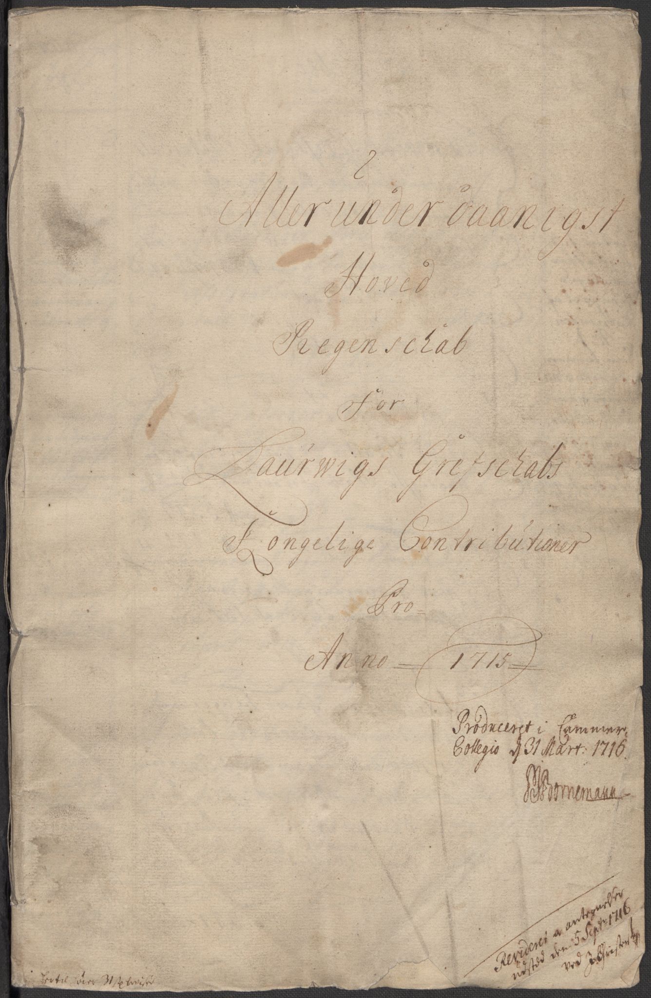 Rentekammeret inntil 1814, Reviderte regnskaper, Fogderegnskap, RA/EA-4092/R33/L1986: Fogderegnskap Larvik grevskap, 1714-1715, p. 288