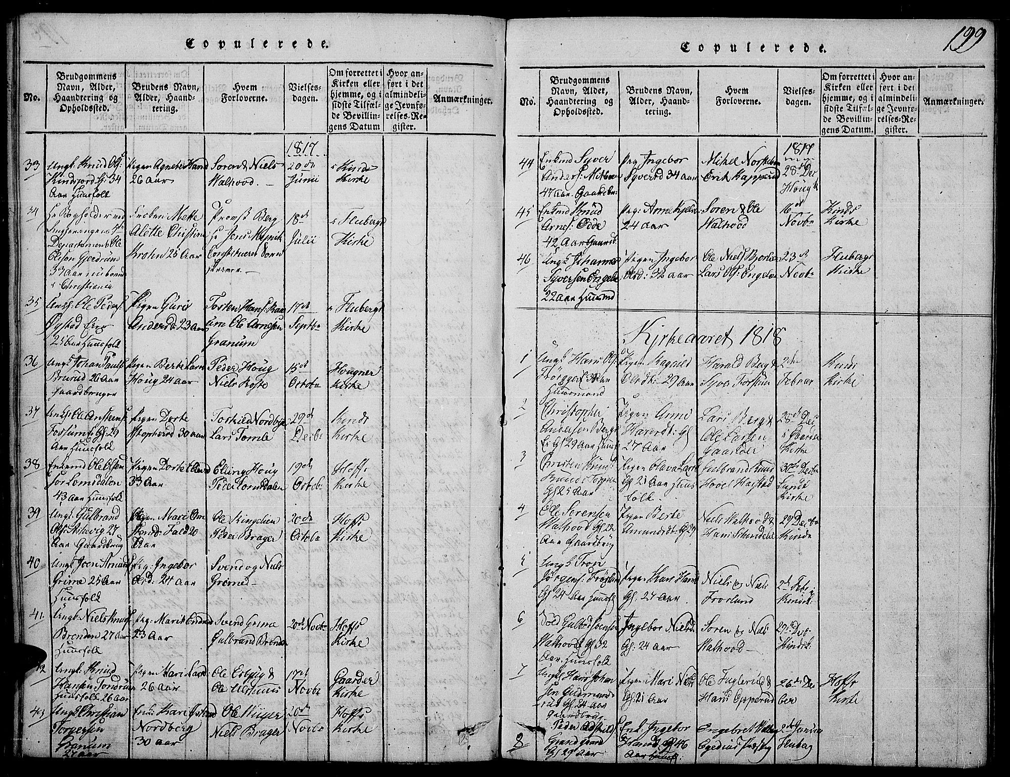Land prestekontor, SAH/PREST-120/H/Ha/Haa/L0007: Parish register (official) no. 7, 1814-1830, p. 199