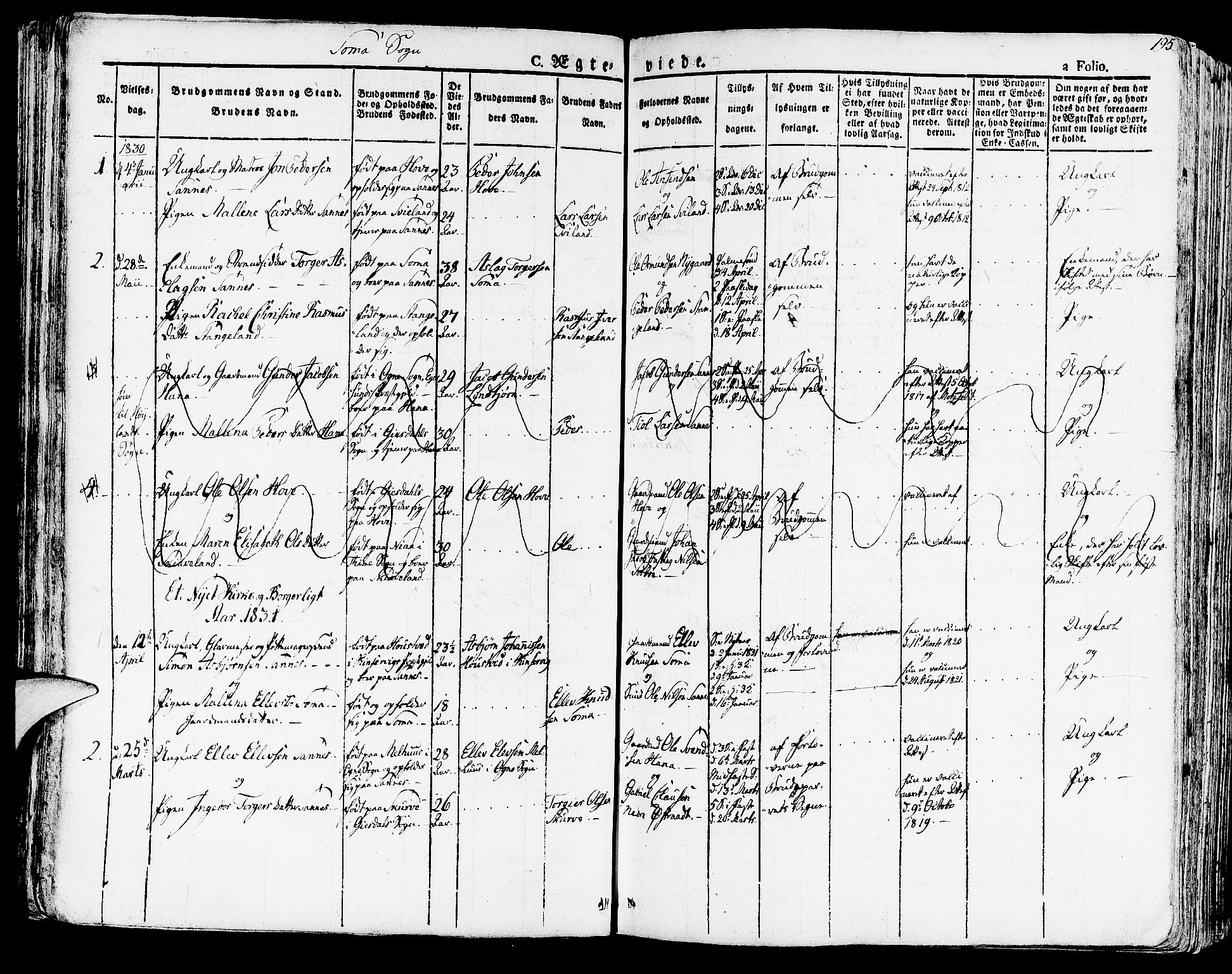 Høyland sokneprestkontor, AV/SAST-A-101799/001/30BA/L0007: Parish register (official) no. A 7 /2, 1825-1841, p. 195