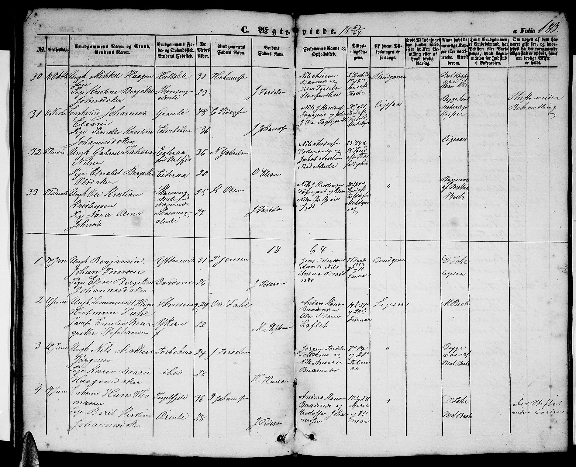 Ministerialprotokoller, klokkerbøker og fødselsregistre - Nordland, AV/SAT-A-1459/827/L0414: Parish register (copy) no. 827C03, 1853-1865, p. 183