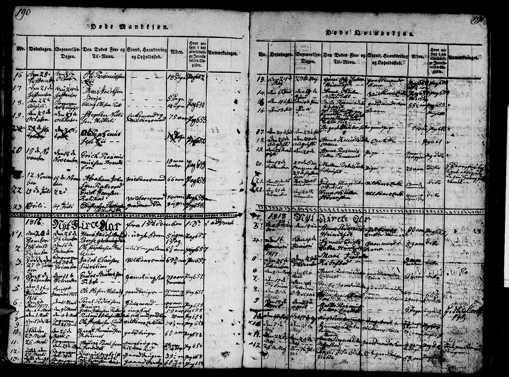 Eid sokneprestembete, SAB/A-82301/H/Hab/Haba/L0001: Parish register (copy) no. A 1, 1816-1862, p. 190-191