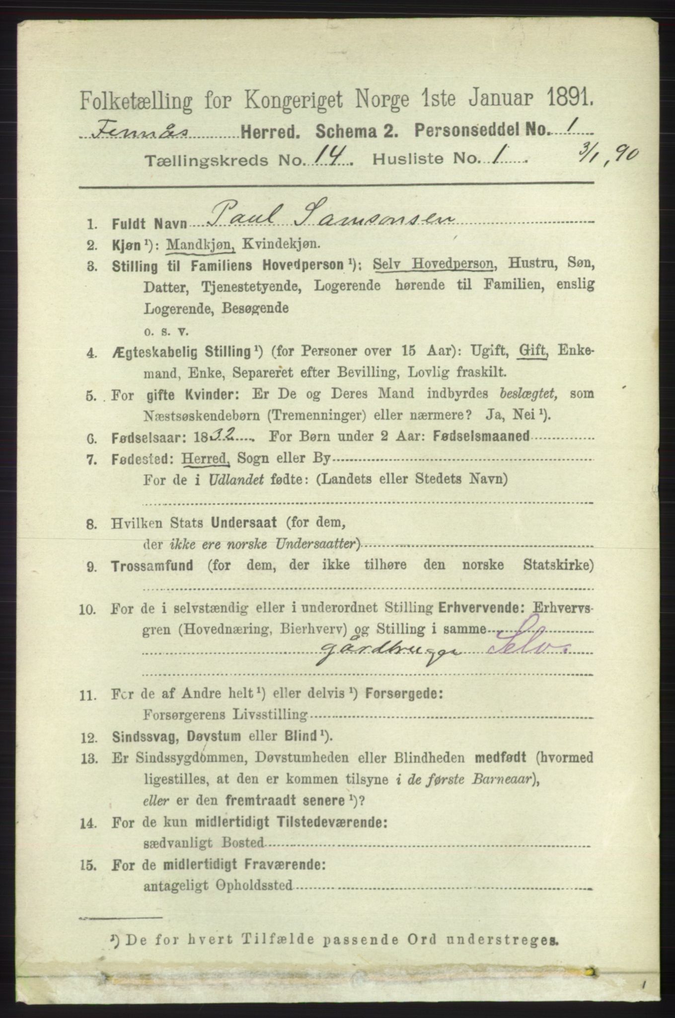 RA, 1891 census for 1218 Finnås, 1891, p. 5704