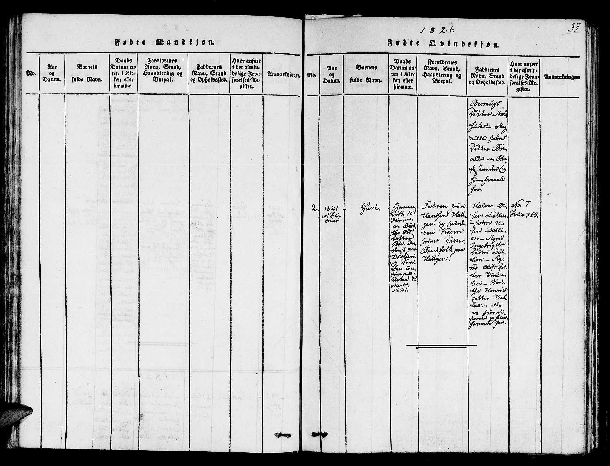 Ministerialprotokoller, klokkerbøker og fødselsregistre - Sør-Trøndelag, SAT/A-1456/678/L0896: Parish register (official) no. 678A05 /2, 1816-1821, p. 93