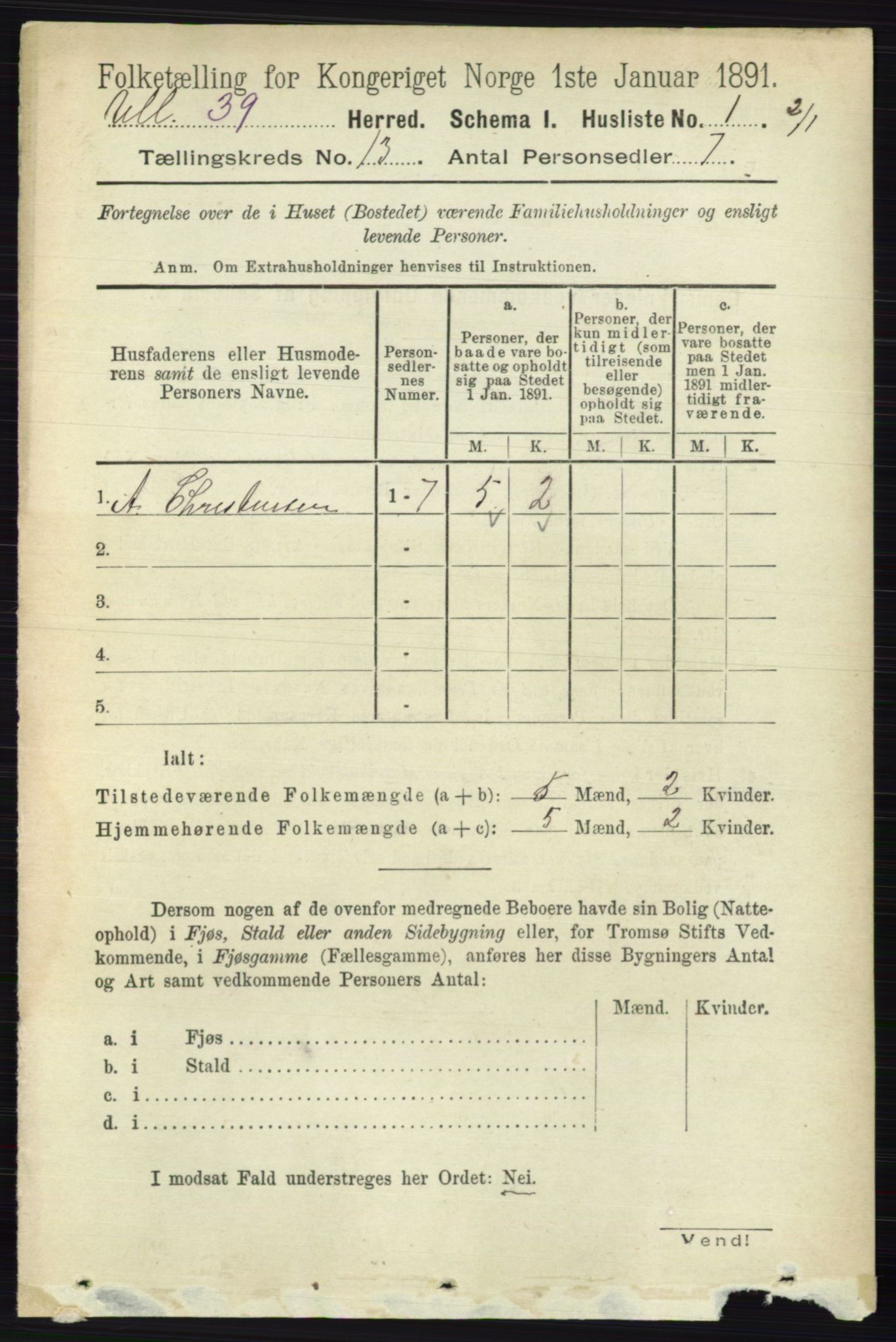 RA, 1891 census for 0235 Ullensaker, 1891, p. 5863