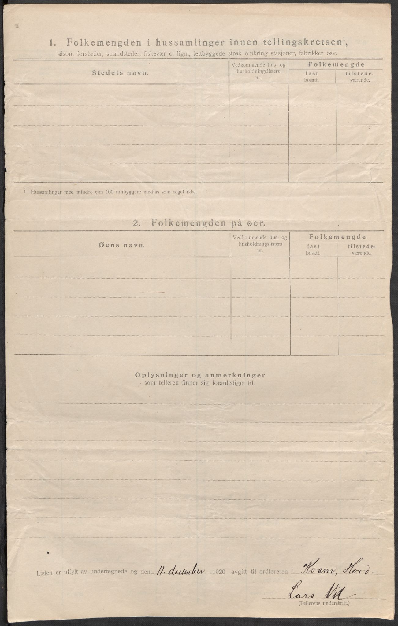 SAB, 1920 census for Kvam, 1920, p. 33