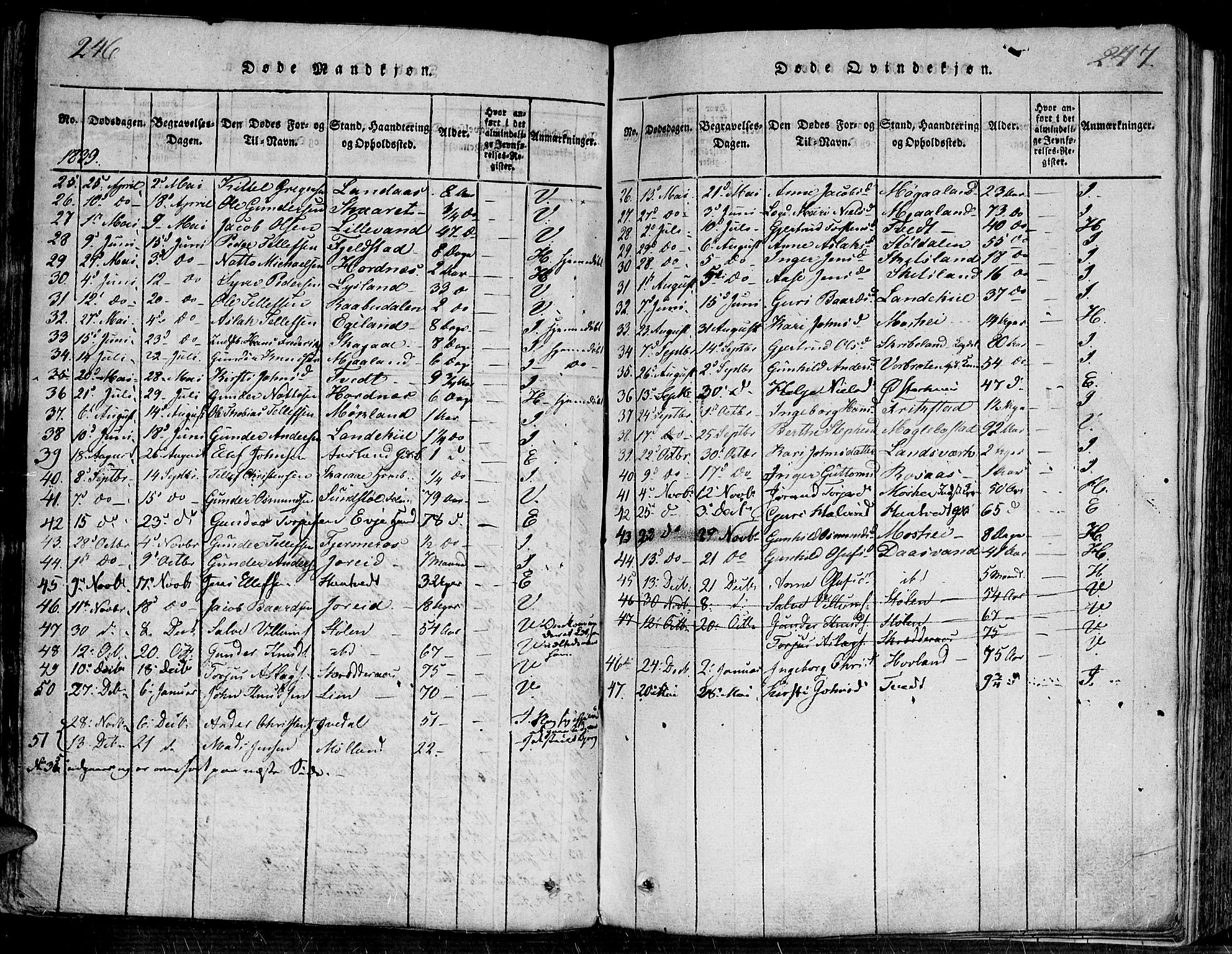 Evje sokneprestkontor, SAK/1111-0008/F/Fa/Faa/L0004: Parish register (official) no. A 4, 1816-1840, p. 246-247
