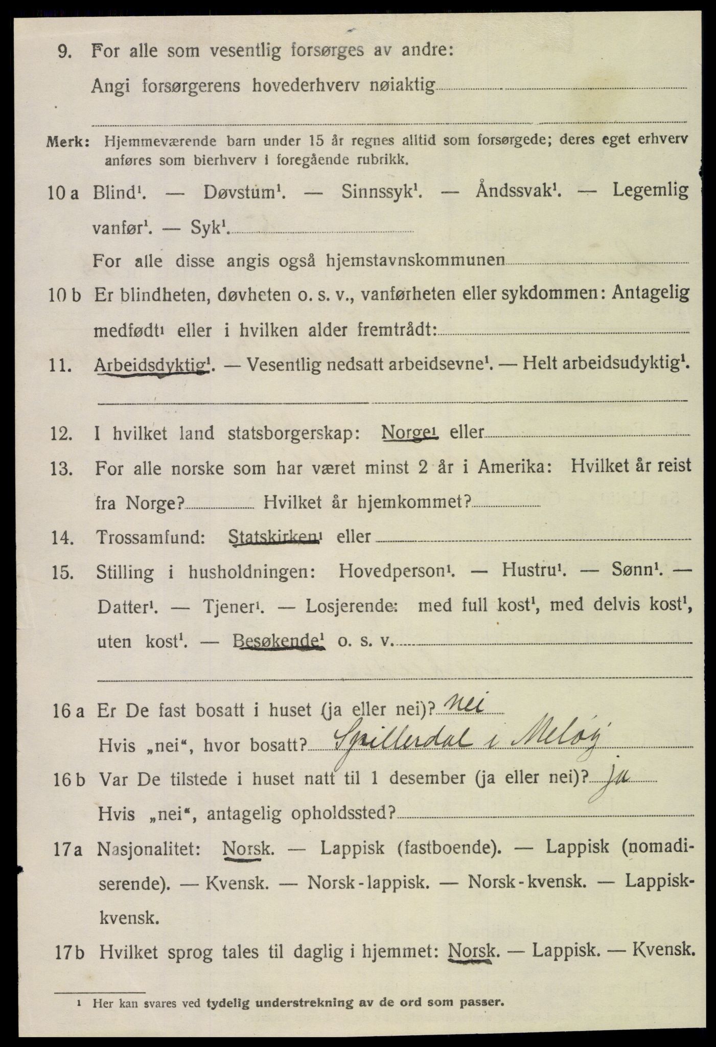 SAT, 1920 census for Lurøy, 1920, p. 5452