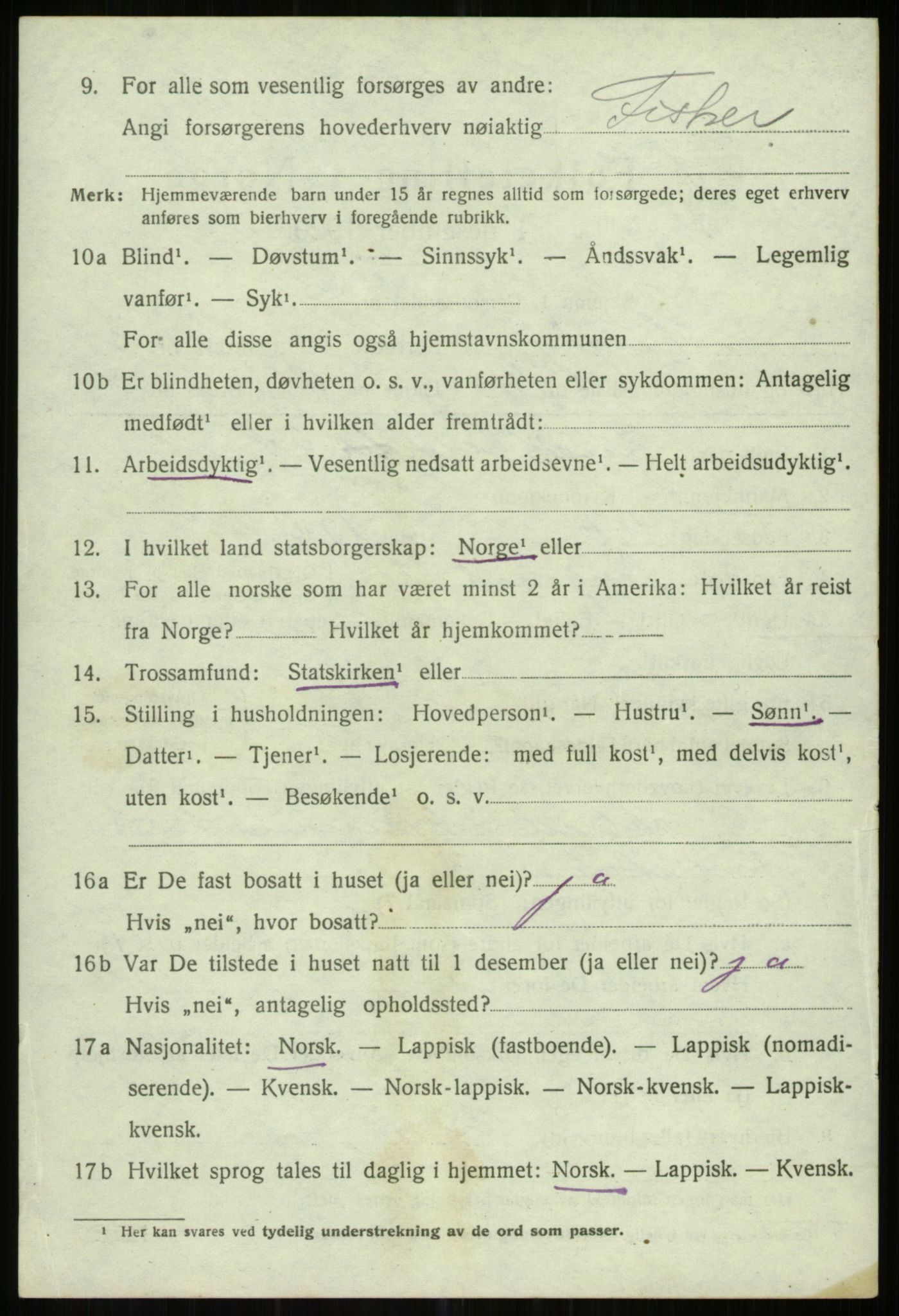 SATØ, 1920 census for Helgøy, 1920, p. 1568