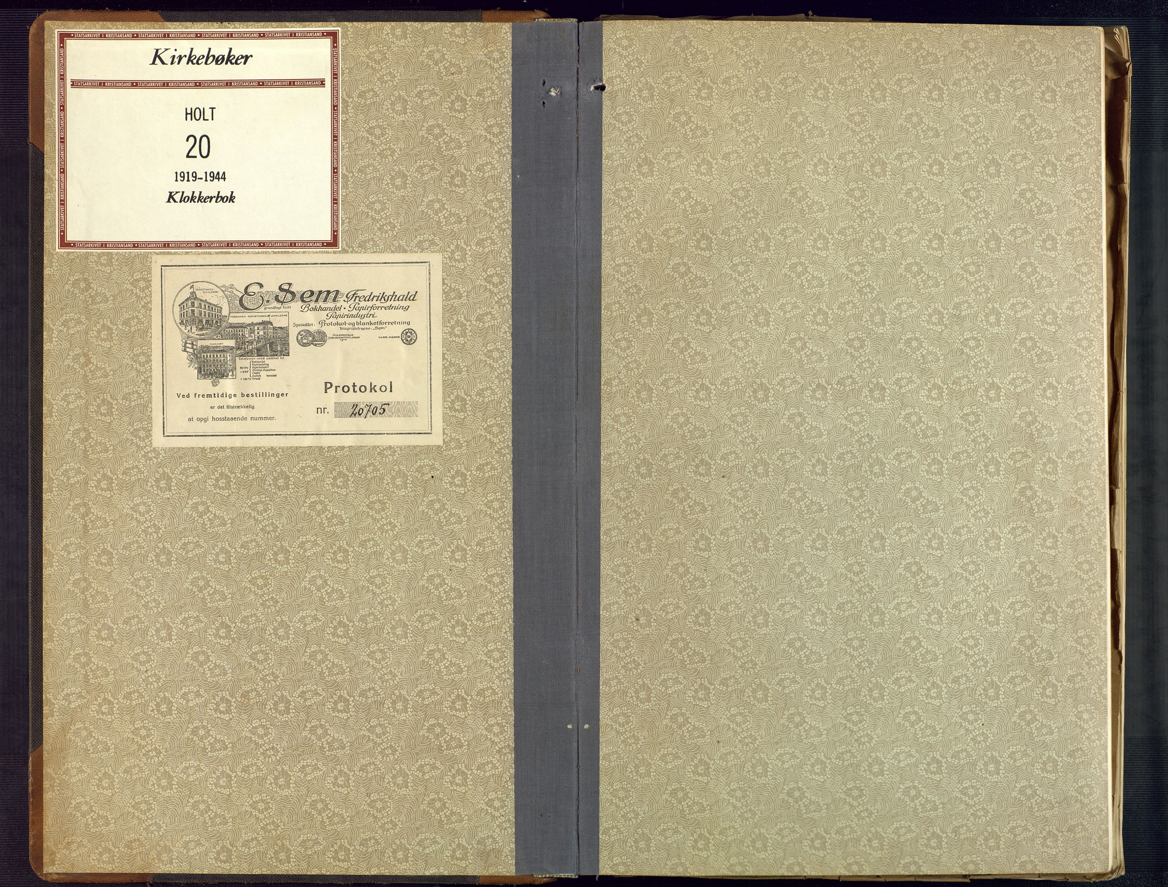 Holt sokneprestkontor, AV/SAK-1111-0021/F/Fb/L0012: Parish register (copy) no. B 12, 1919-1944