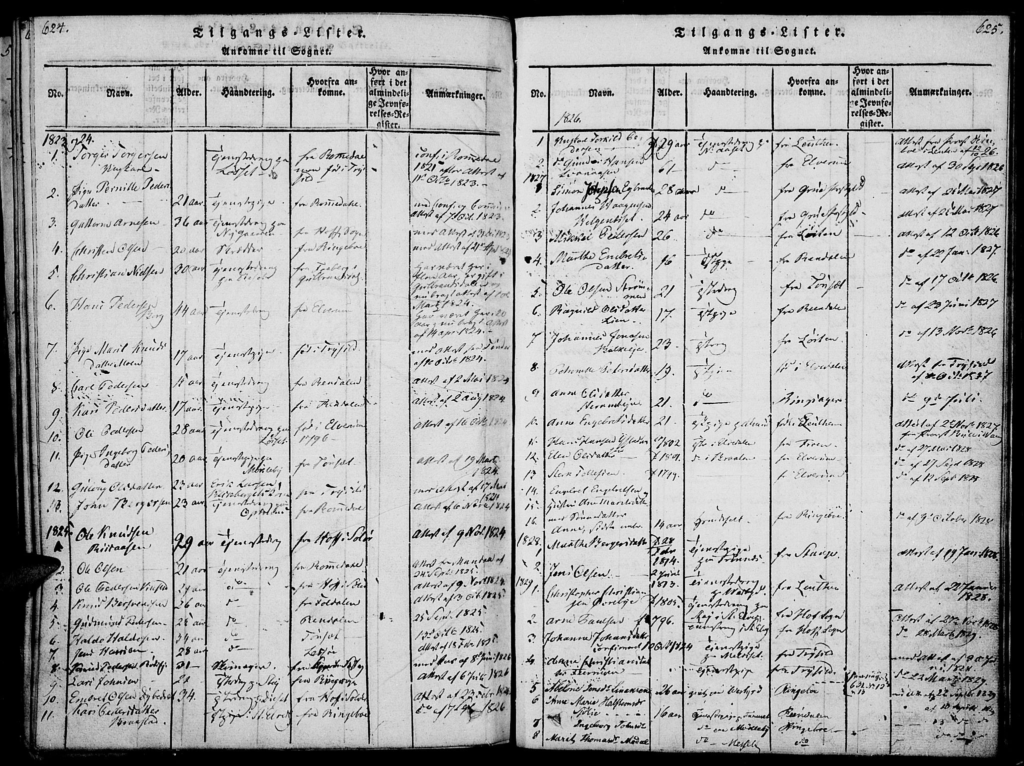 Åmot prestekontor, Hedmark, SAH/PREST-056/H/Ha/Haa/L0005: Parish register (official) no. 5, 1815-1841, p. 624-625