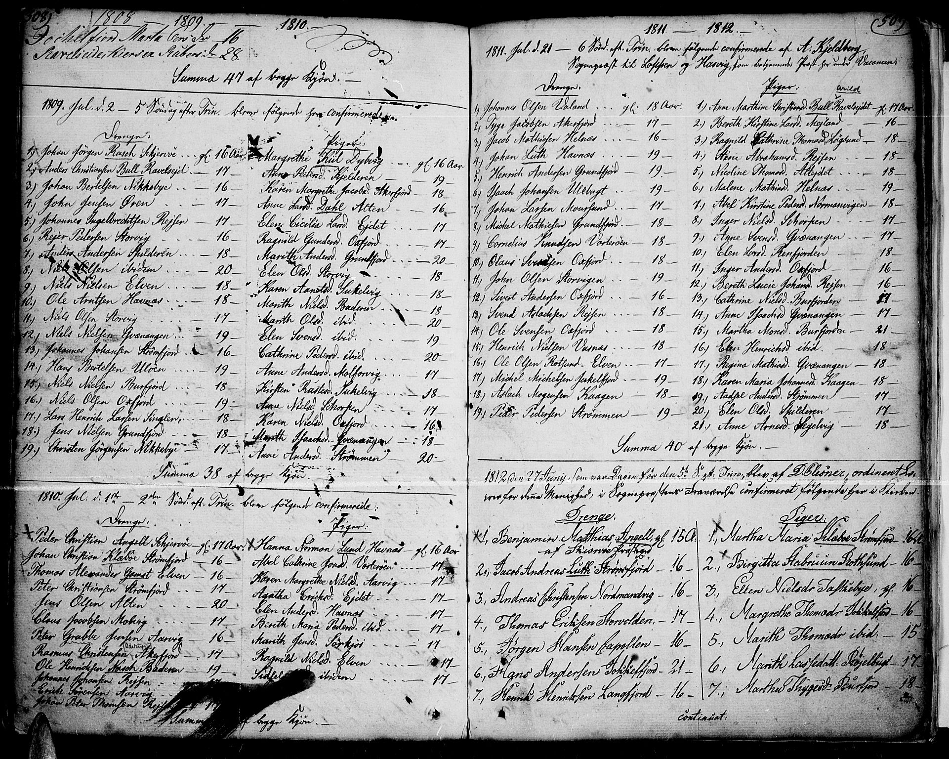 Skjervøy sokneprestkontor, SATØ/S-1300/H/Ha/Haa/L0002kirke: Parish register (official) no. 2, 1781-1817, p. 508-509