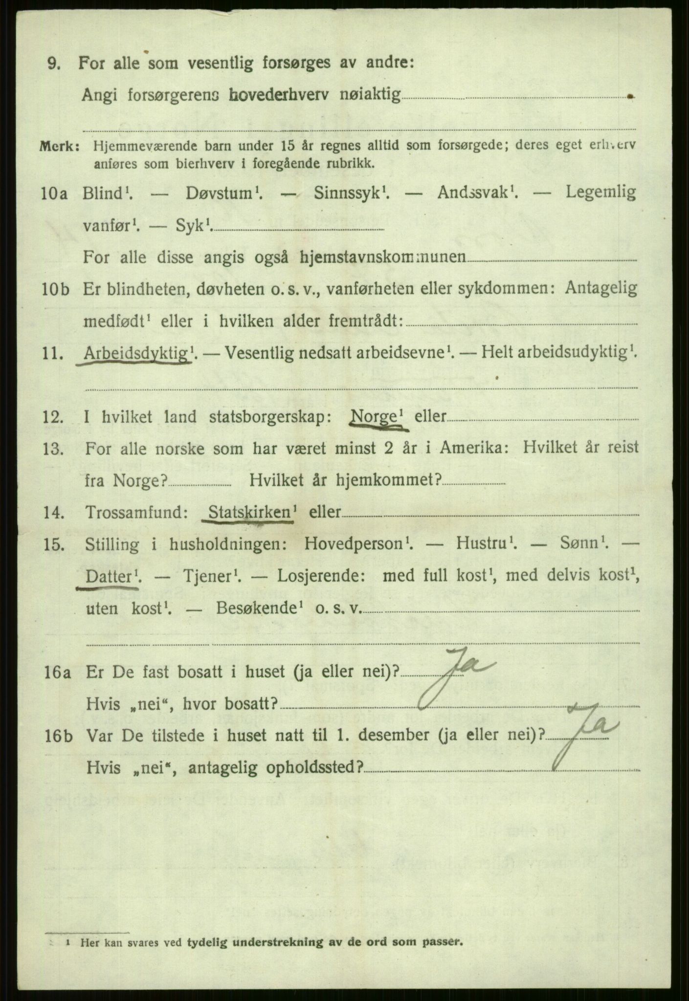 SAB, 1920 census for Voss, 1920, p. 12496