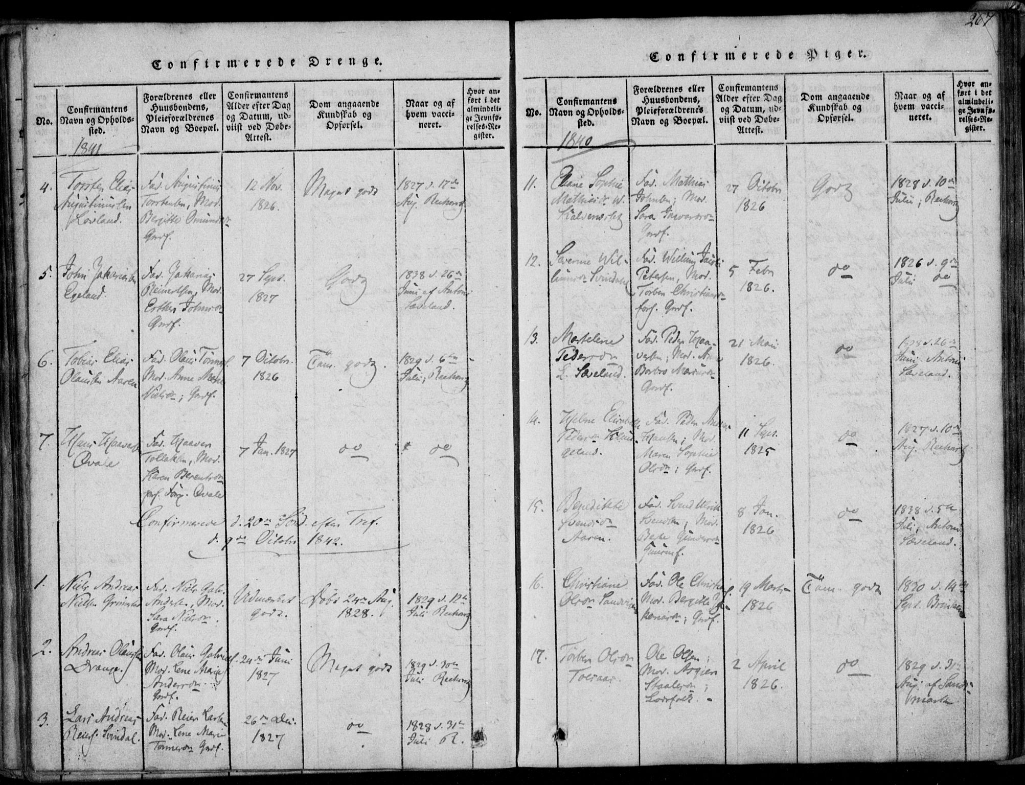 Herad sokneprestkontor, AV/SAK-1111-0018/F/Fa/Faa/L0003: Parish register (official) no. A 3, 1816-1844, p. 267