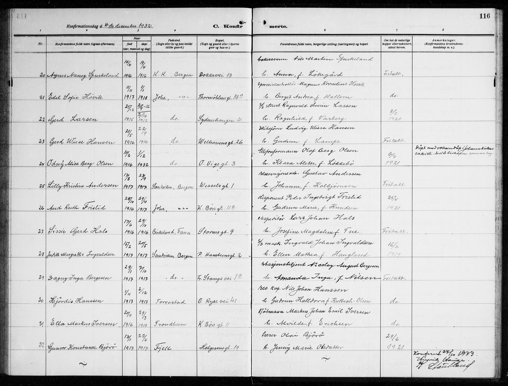 Johanneskirken sokneprestembete, AV/SAB-A-76001/H/Haa/L0010: Parish register (official) no. C 3, 1925-1935, p. 116