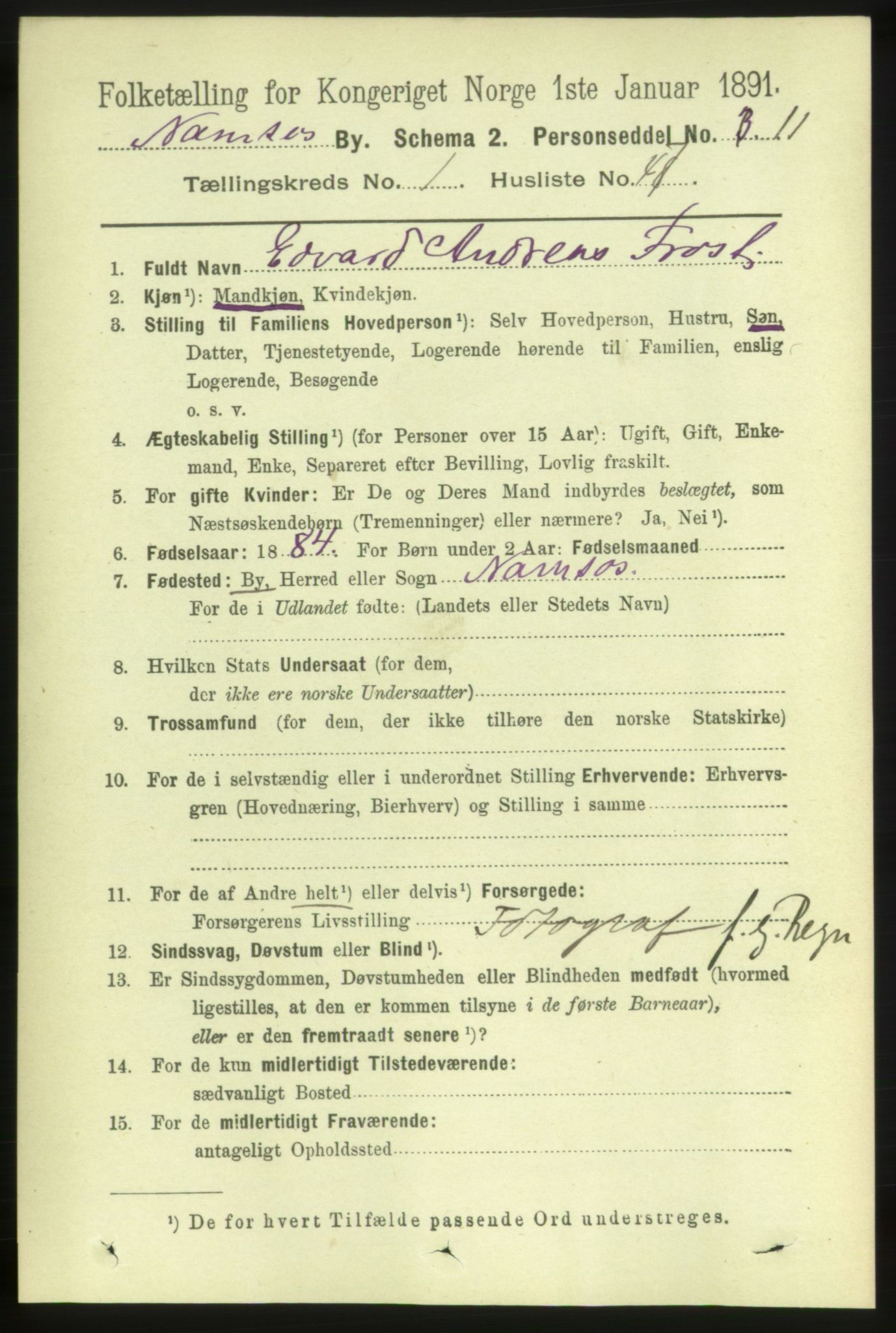 RA, 1891 census for 1703 Namsos, 1891, p. 392