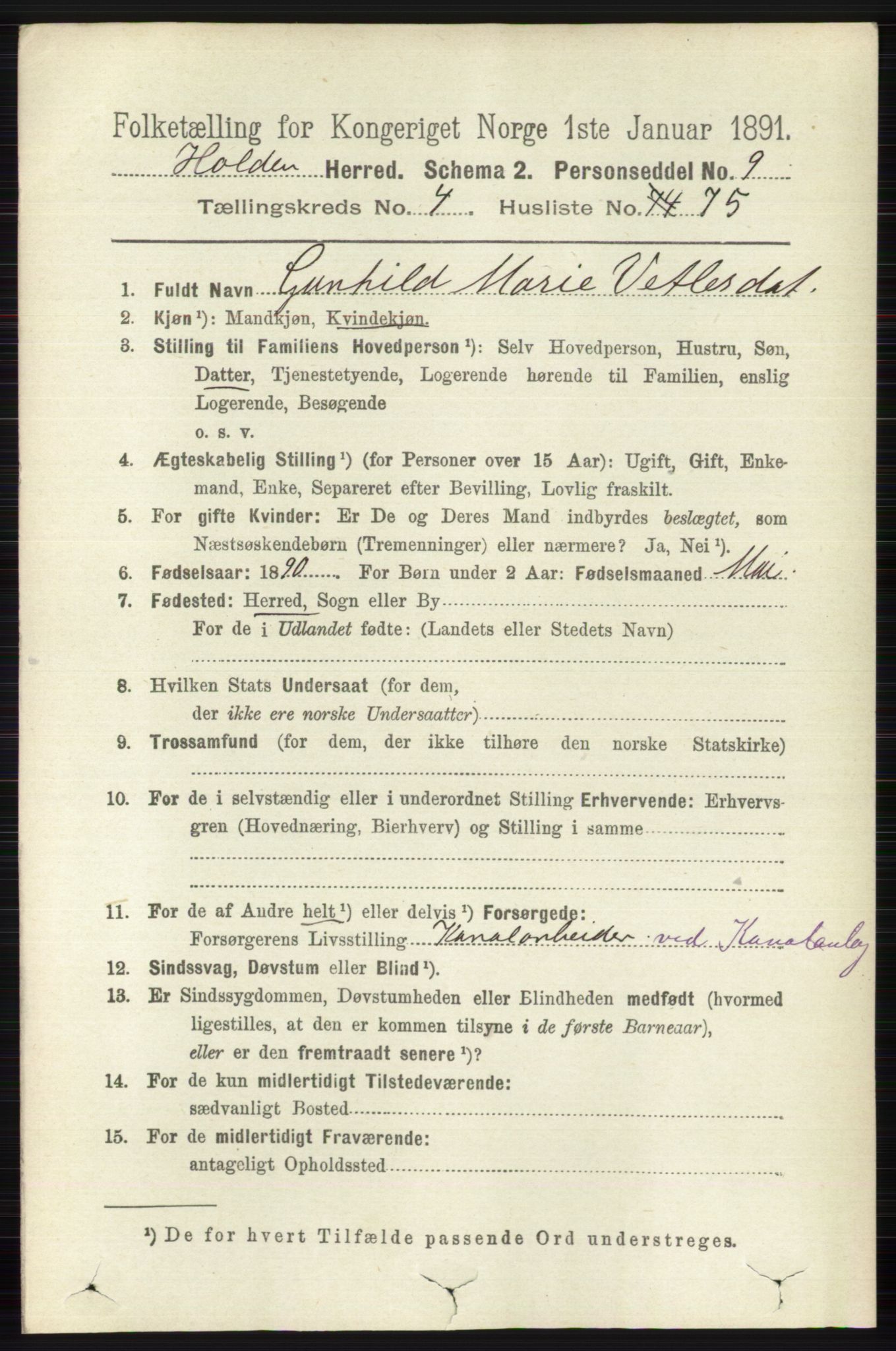 RA, 1891 census for 0819 Holla, 1891, p. 2695